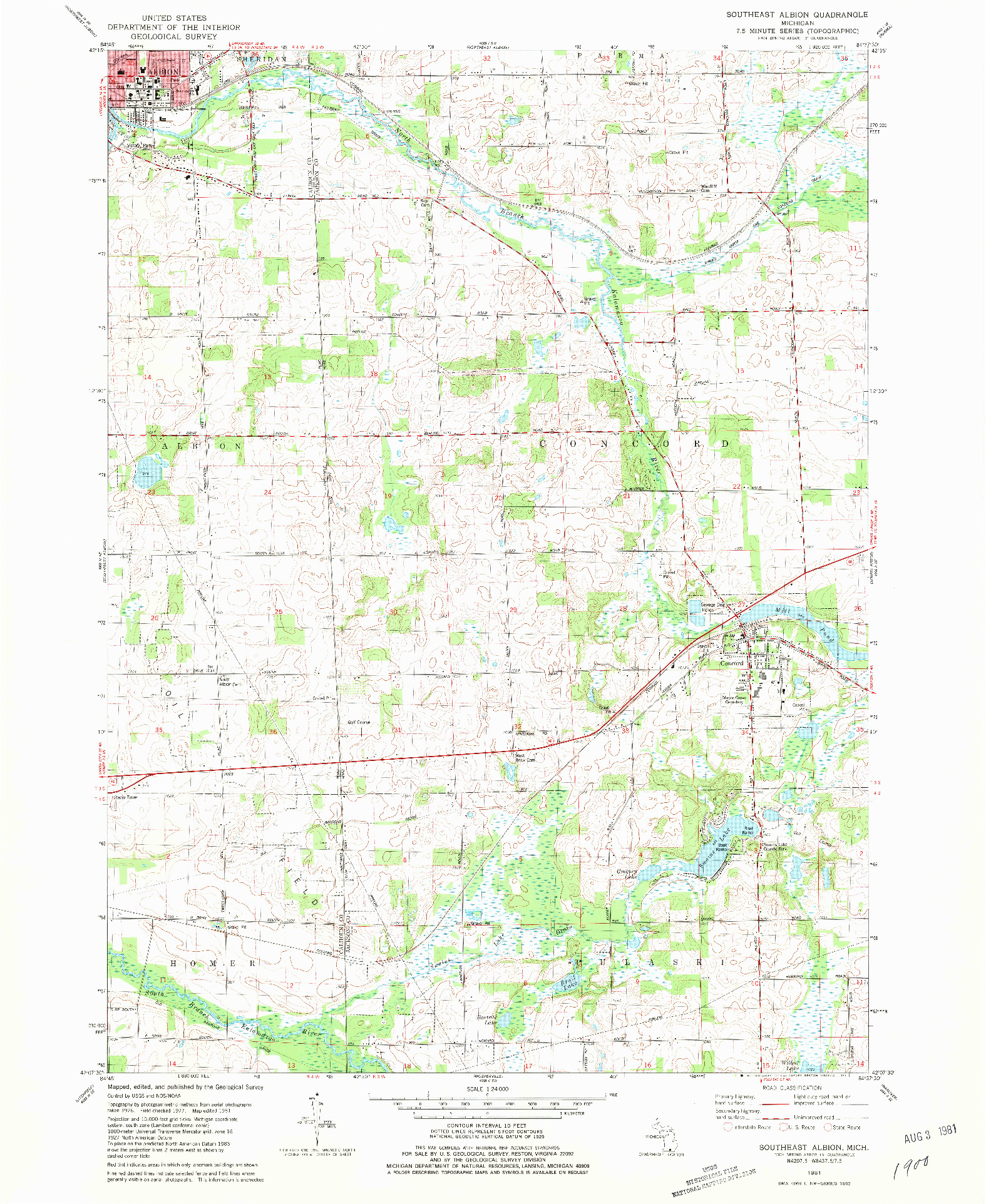 USGS 1:24000-SCALE QUADRANGLE FOR SOUTHEAST ALBION, MI 1981