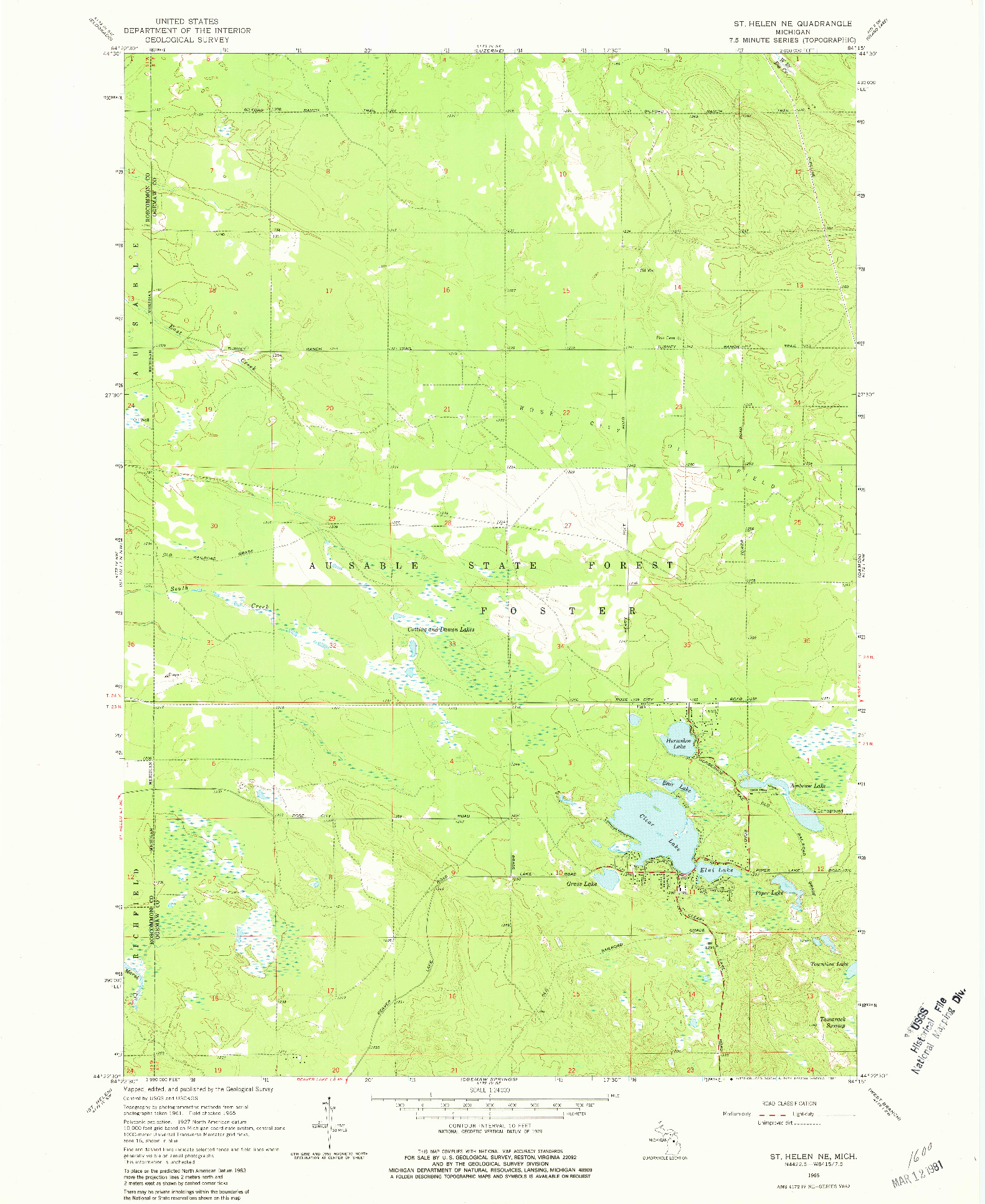 USGS 1:24000-SCALE QUADRANGLE FOR ST. HELEN NE, MI 1965