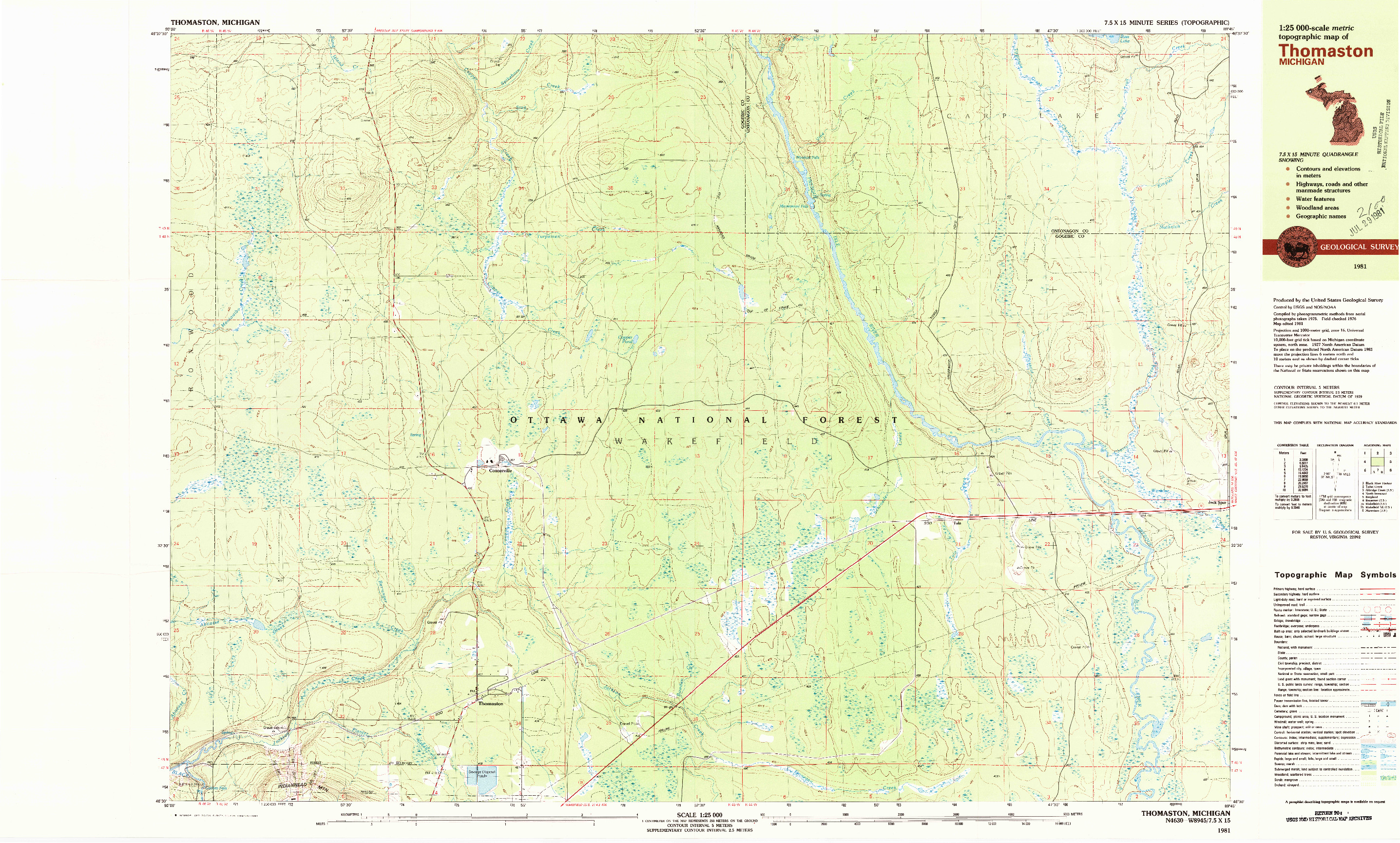 USGS 1:25000-SCALE QUADRANGLE FOR THOMASTON, MI 1981