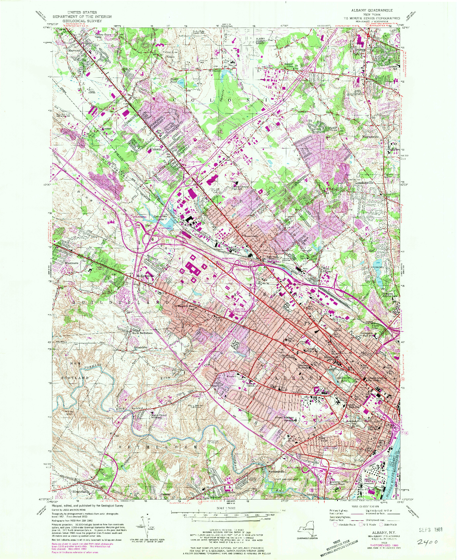 USGS 1:24000-SCALE QUADRANGLE FOR ALBANY, NY 1953