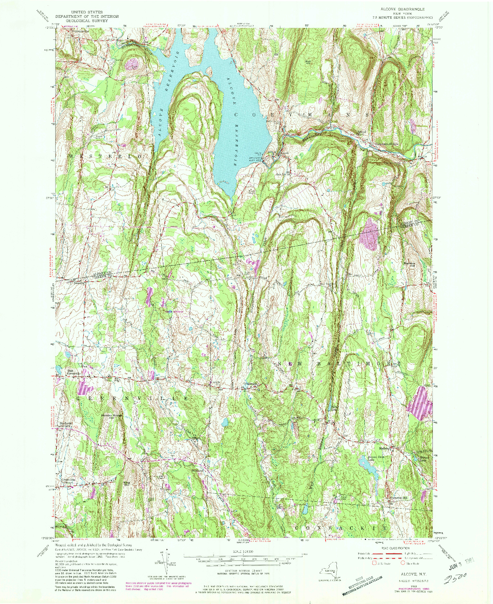 USGS 1:24000-SCALE QUADRANGLE FOR ALCOVE, NY 1953