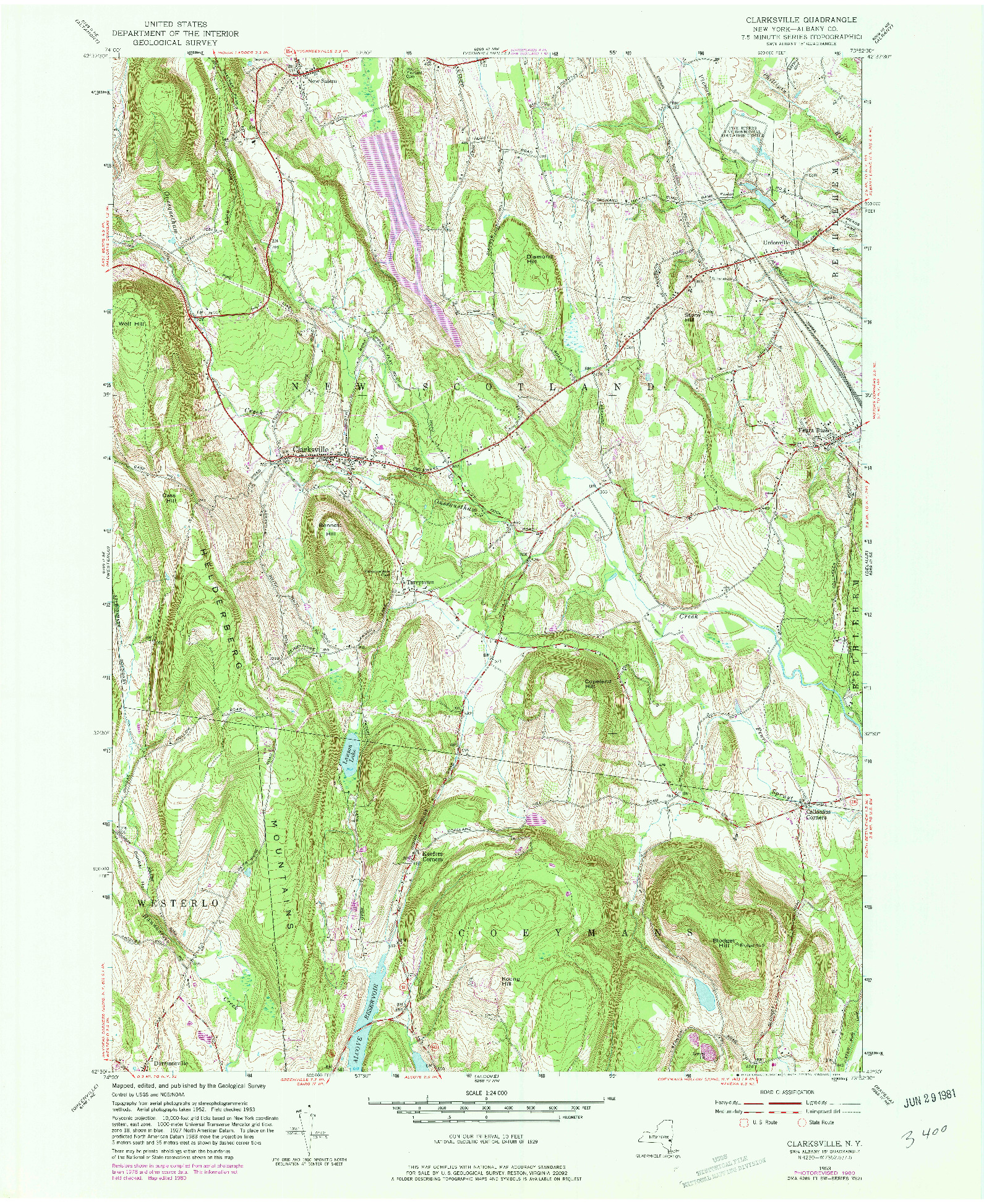 USGS 1:24000-SCALE QUADRANGLE FOR CLARKSVILLE, NY 1953