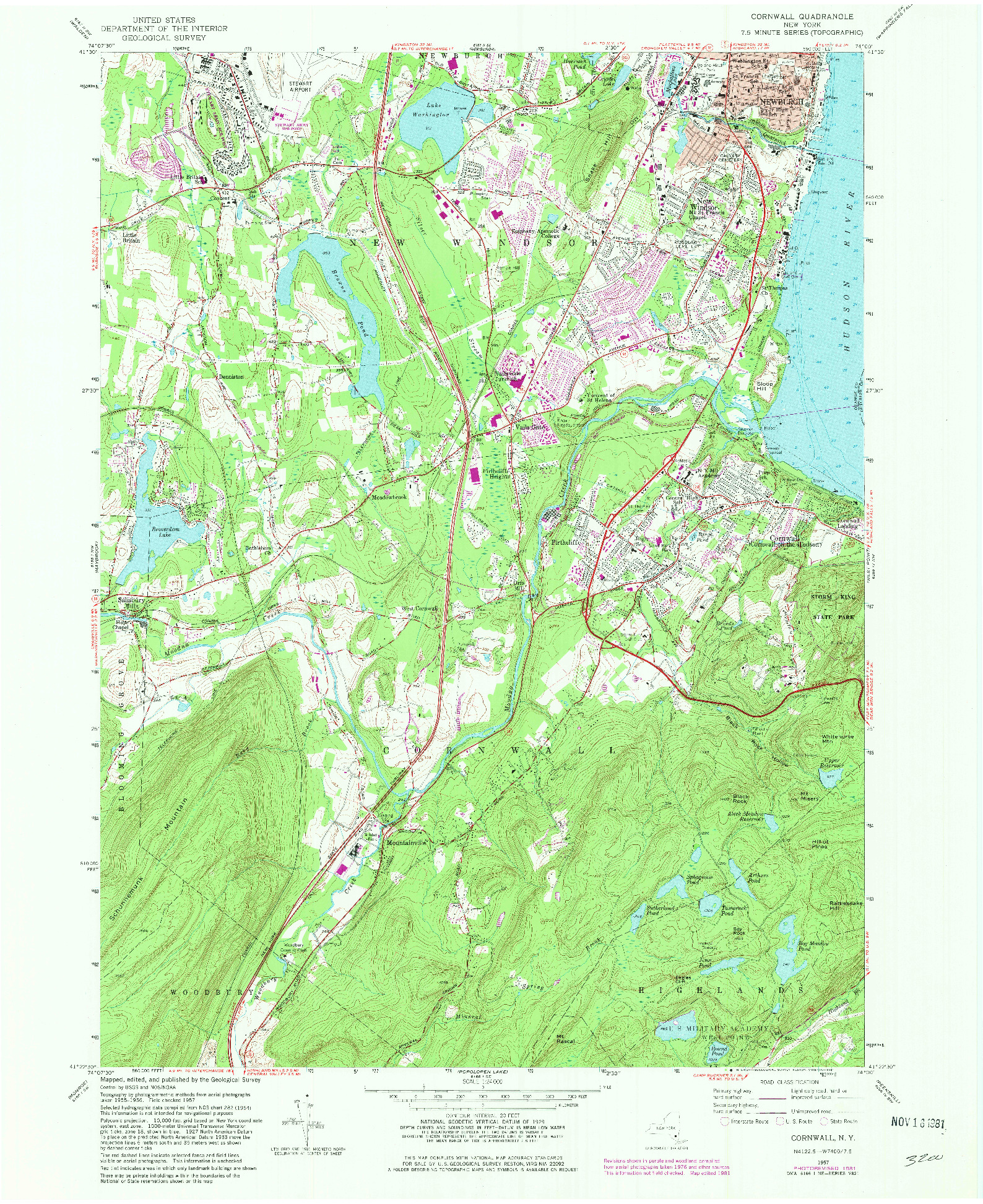 USGS 1:24000-SCALE QUADRANGLE FOR CORNWALL, NY 1957