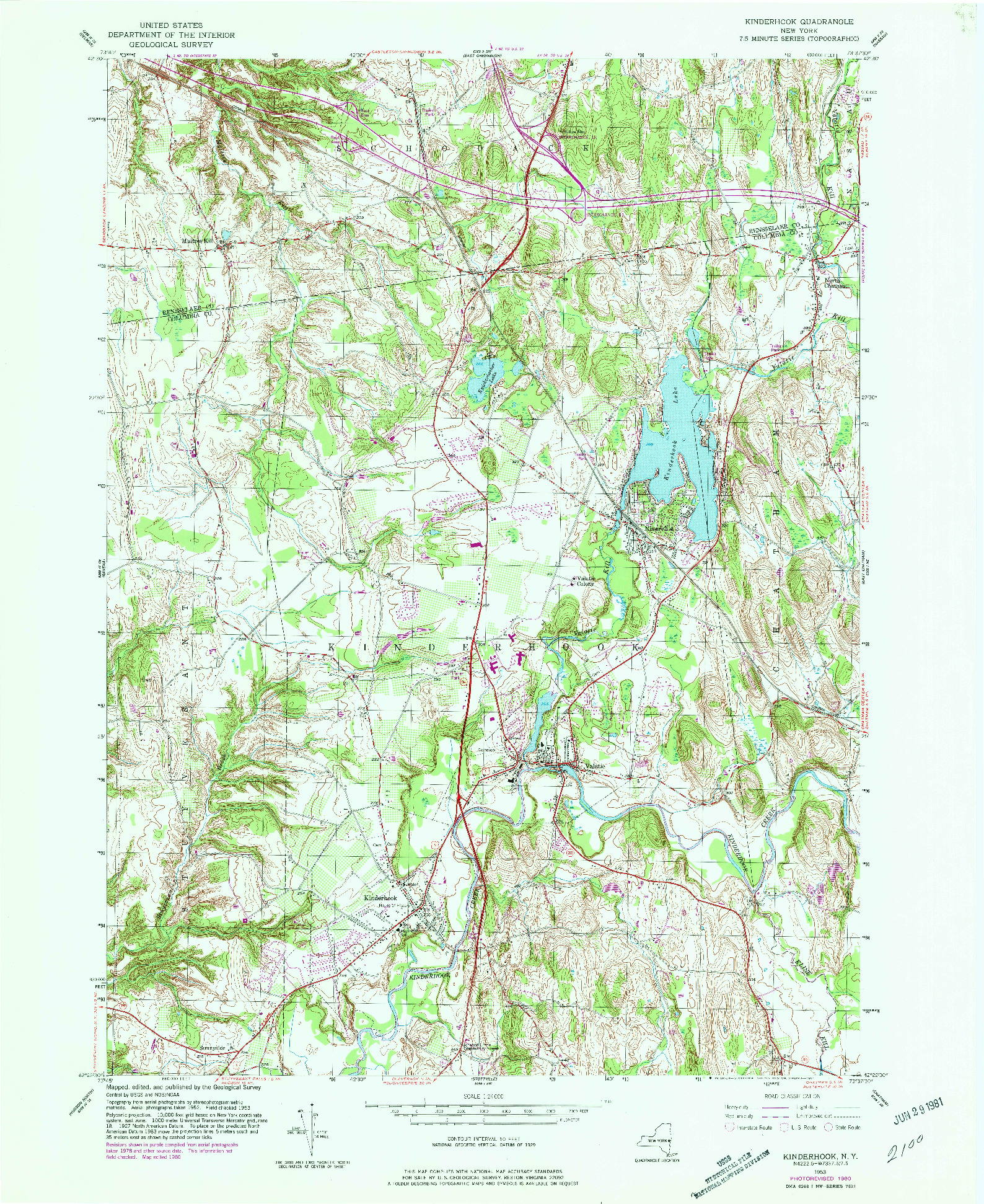 USGS 1:24000-SCALE QUADRANGLE FOR KINDERHOOK, NY 1980
