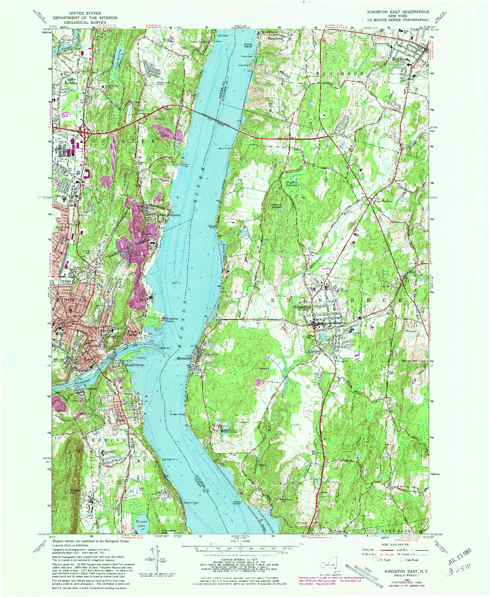USGS 1:24000-SCALE QUADRANGLE FOR KINGSTON EAST, NY 1963