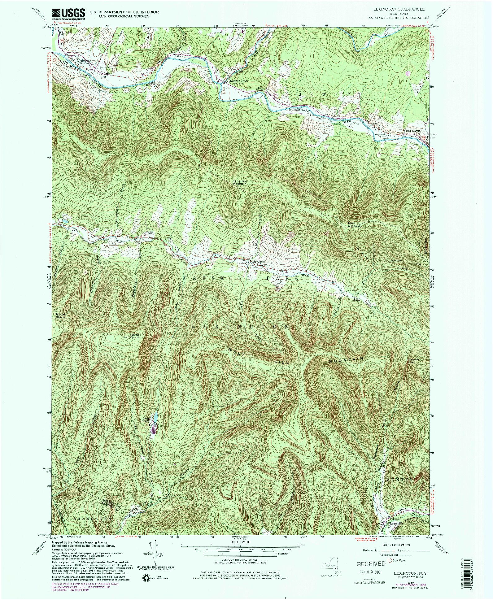 USGS 1:24000-SCALE QUADRANGLE FOR LEXINGTON, NY 1960