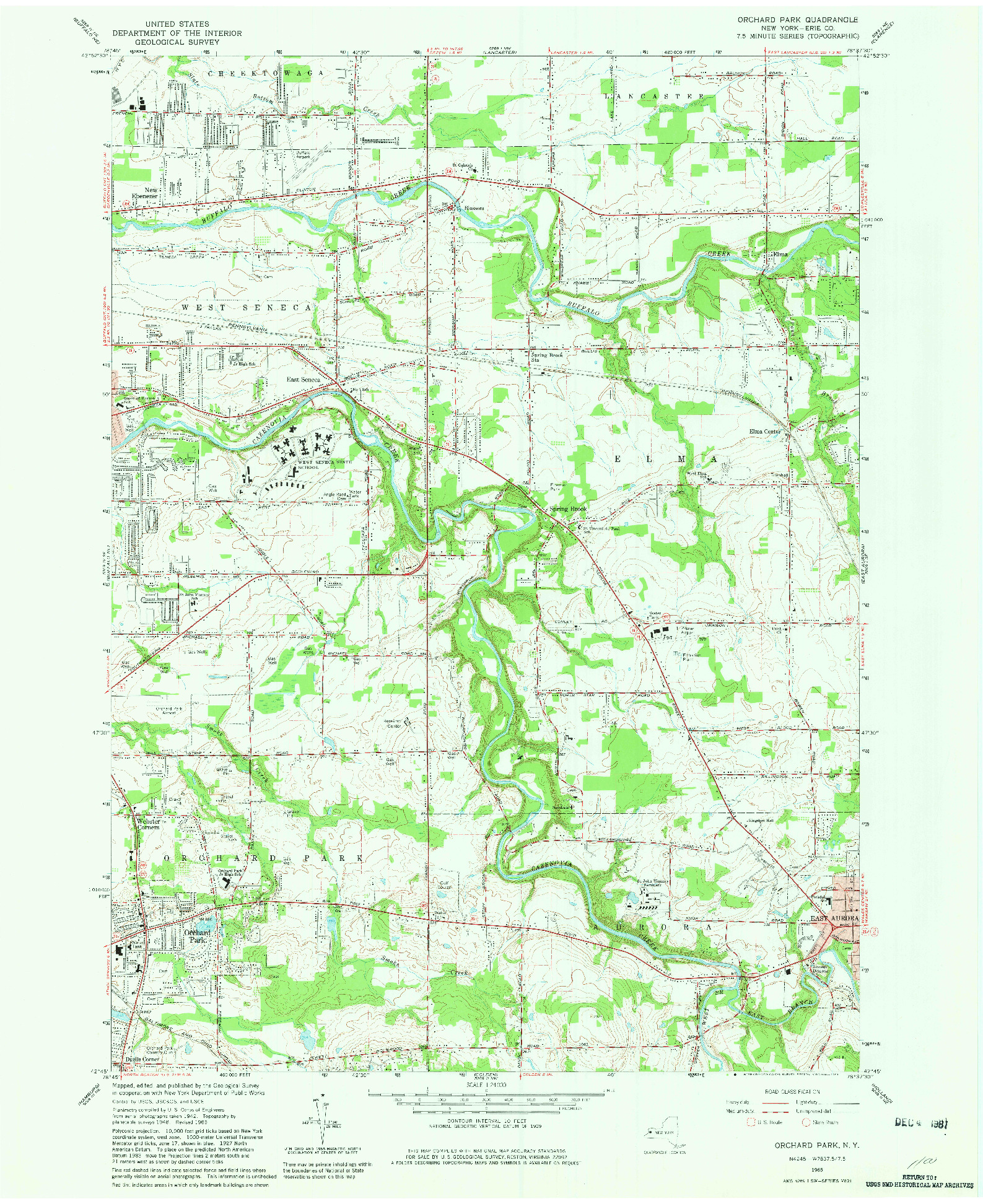 USGS 1:24000-SCALE QUADRANGLE FOR ORCHARD PARK, NY 1965