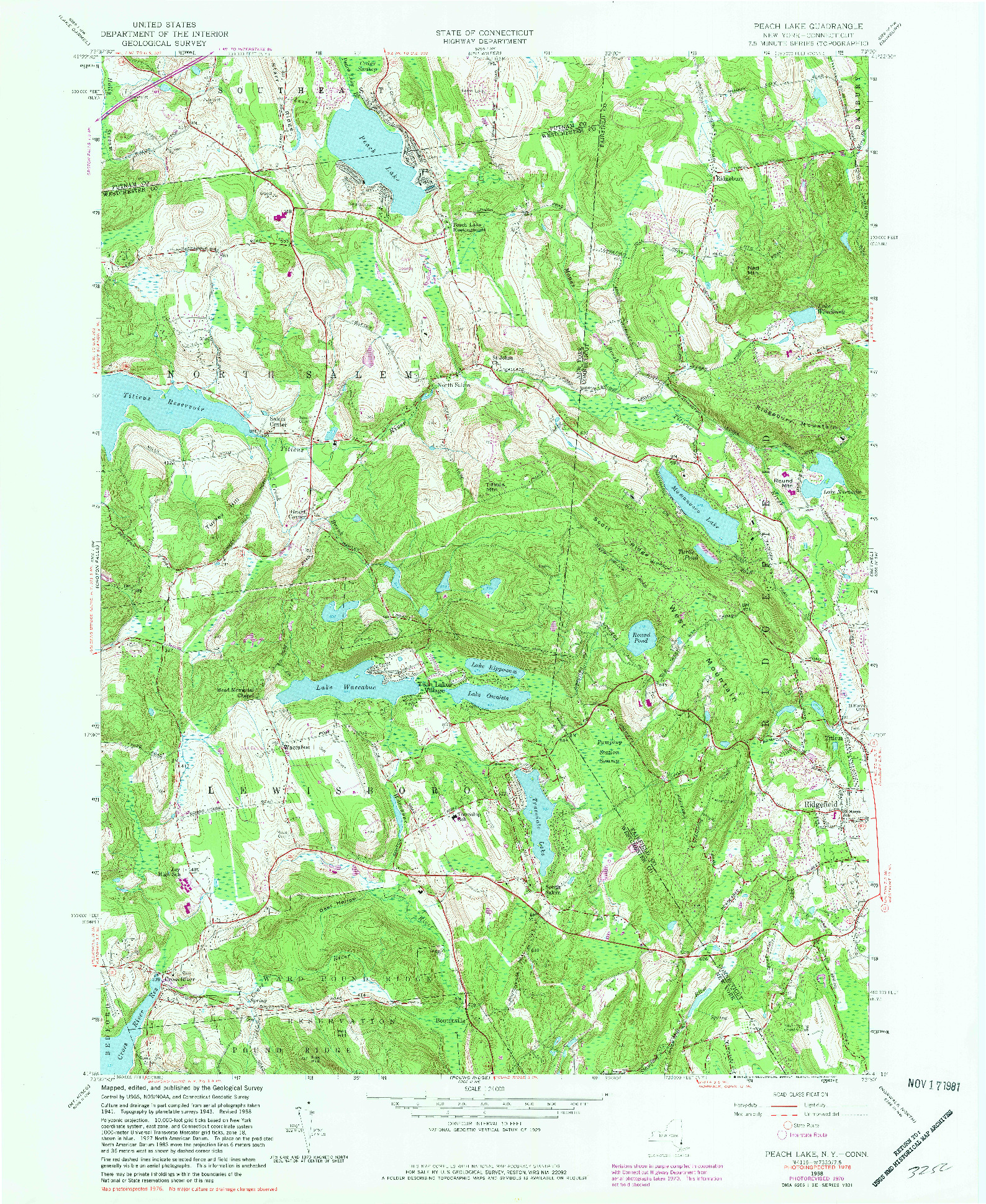 USGS 1:24000-SCALE QUADRANGLE FOR PEACH LAKE, NY 1958