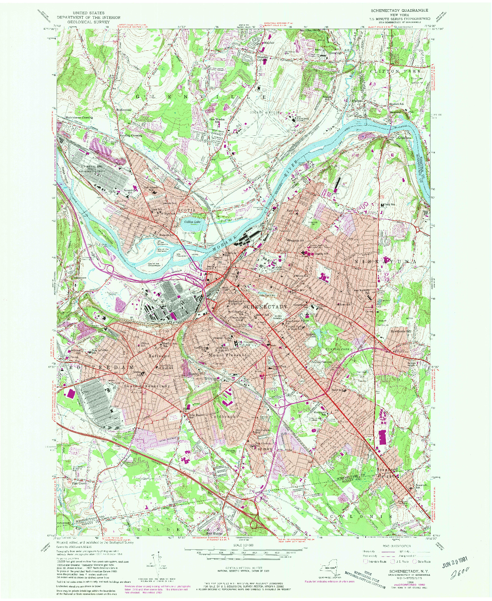 USGS 1:24000-SCALE QUADRANGLE FOR SCHENECTADY, NY 1954