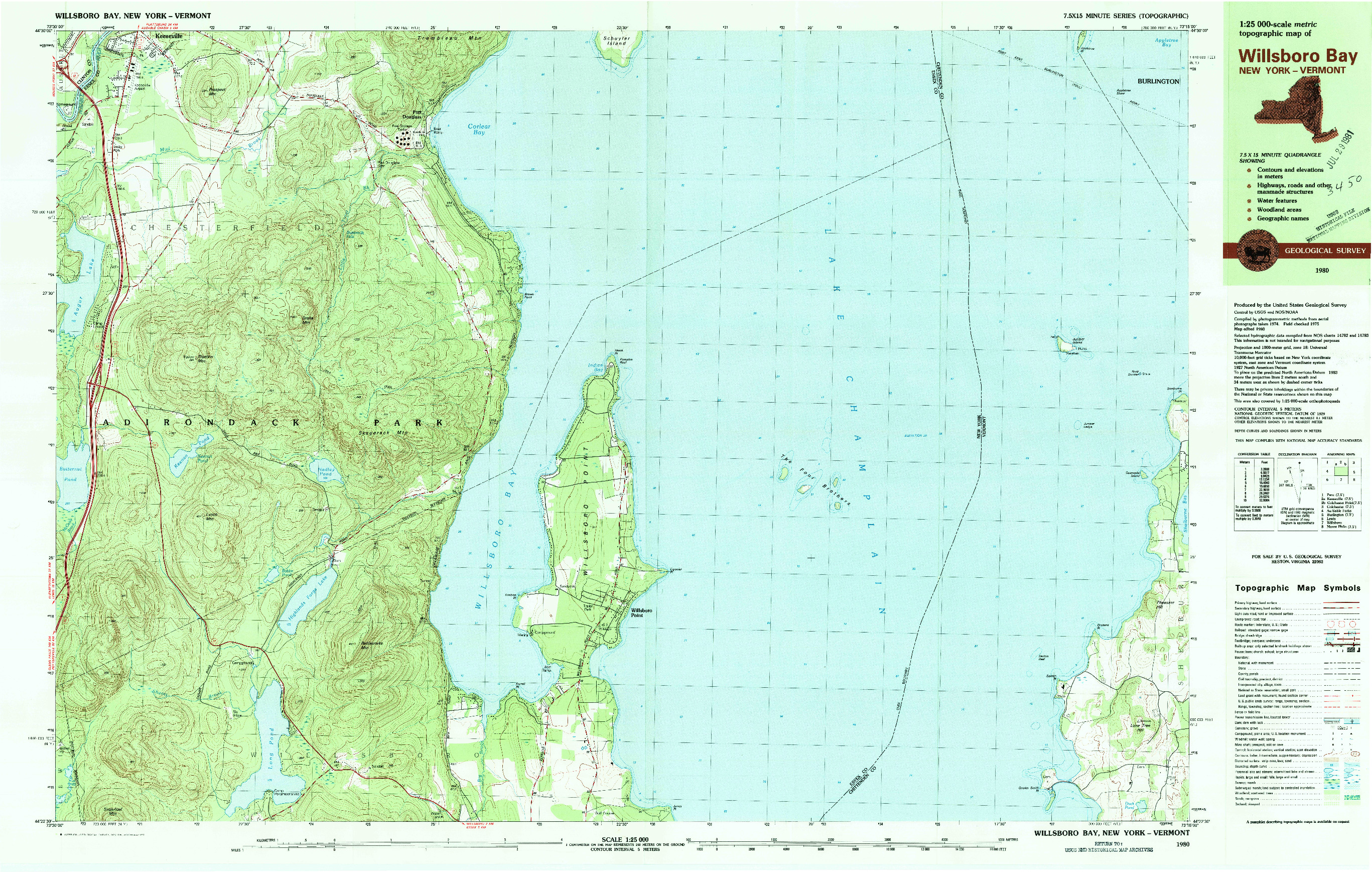 USGS 1:25000-SCALE QUADRANGLE FOR WILLSBORO BAY, NY 1980