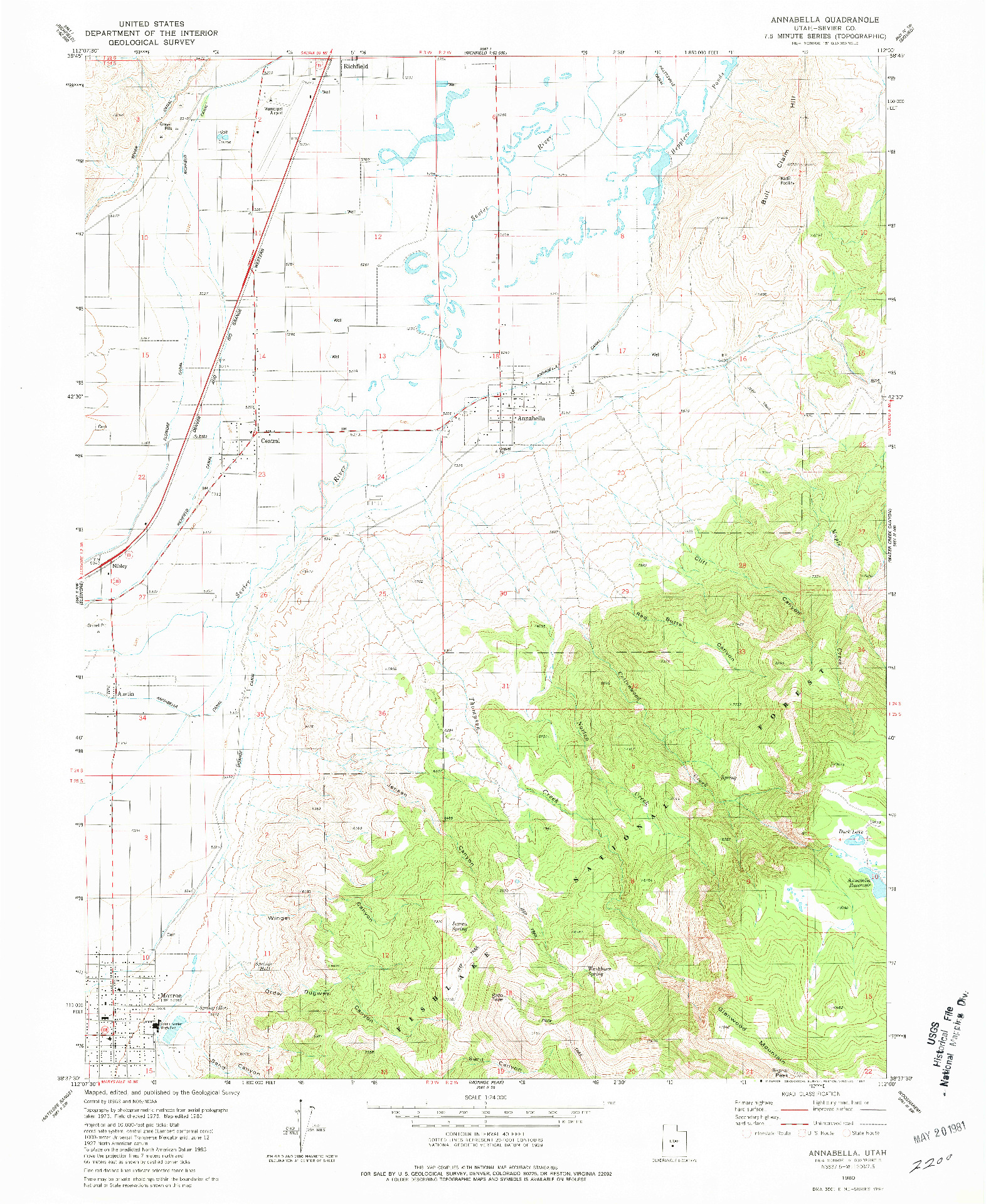 USGS 1:24000-SCALE QUADRANGLE FOR ANNABELLA, UT 1980