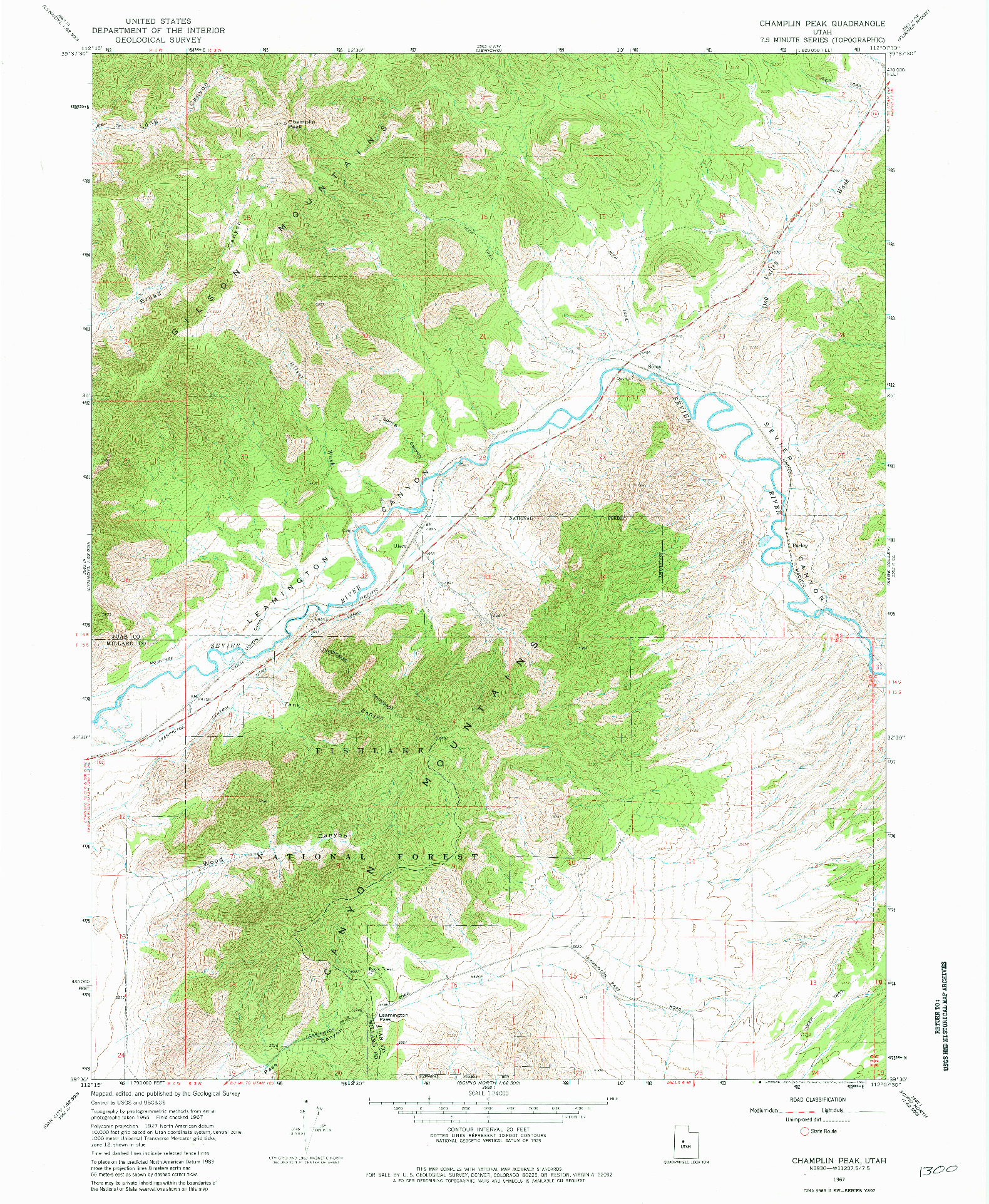 USGS 1:24000-SCALE QUADRANGLE FOR CHAMPLIN PEAK, UT 1967