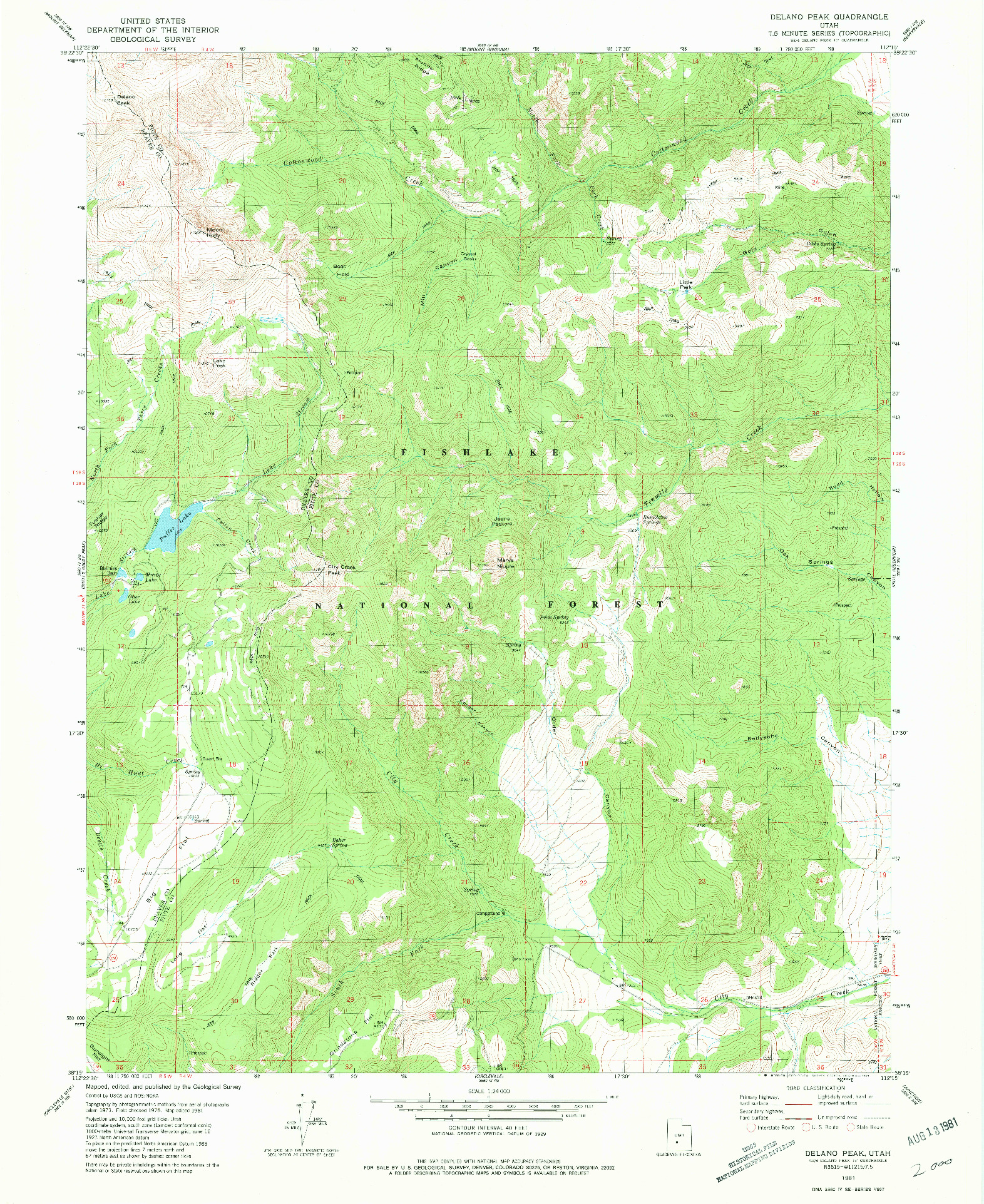 USGS 1:24000-SCALE QUADRANGLE FOR DELANO PEAK, UT 1981