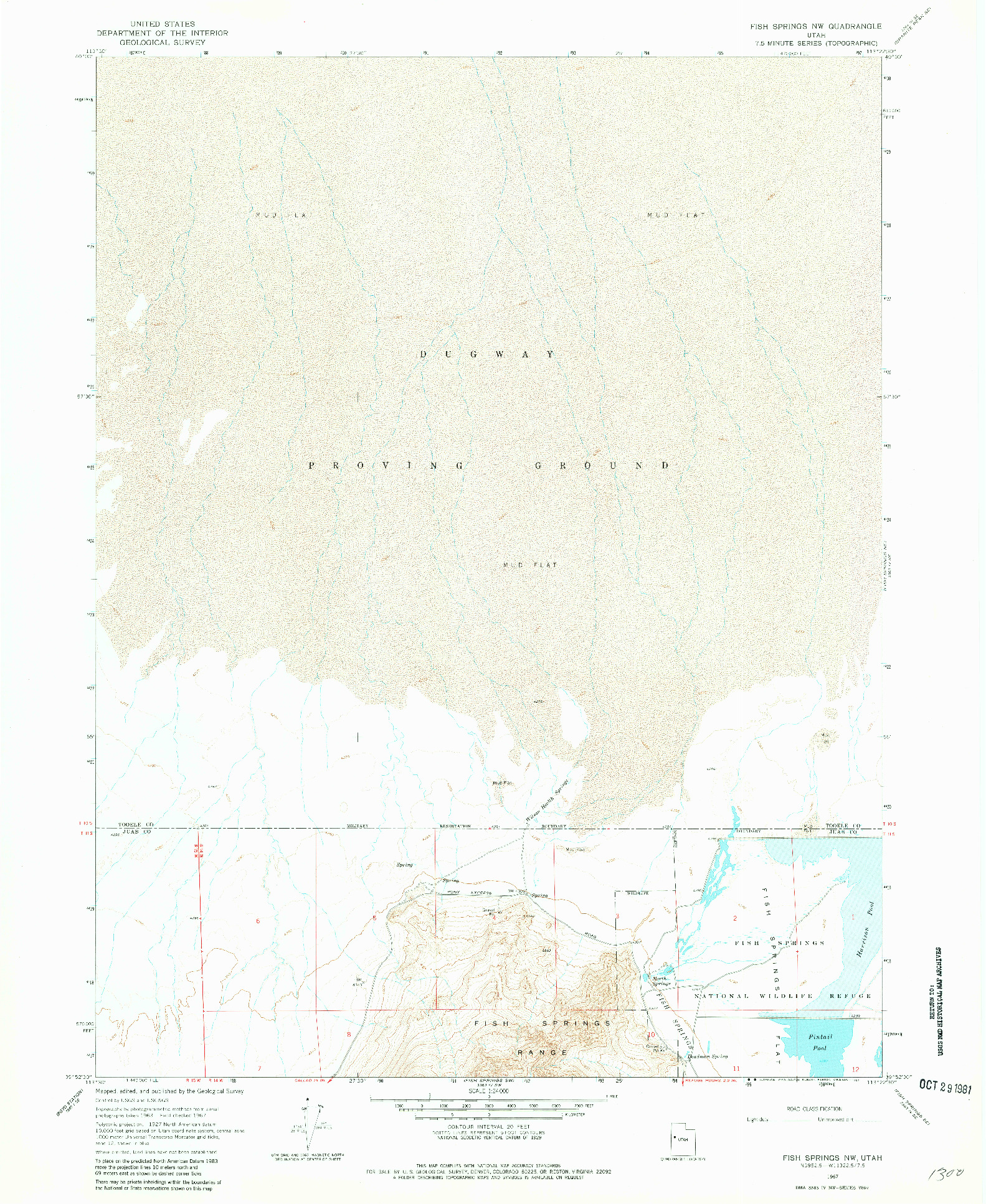 USGS 1:24000-SCALE QUADRANGLE FOR FISH SPRINGS NW, UT 1967