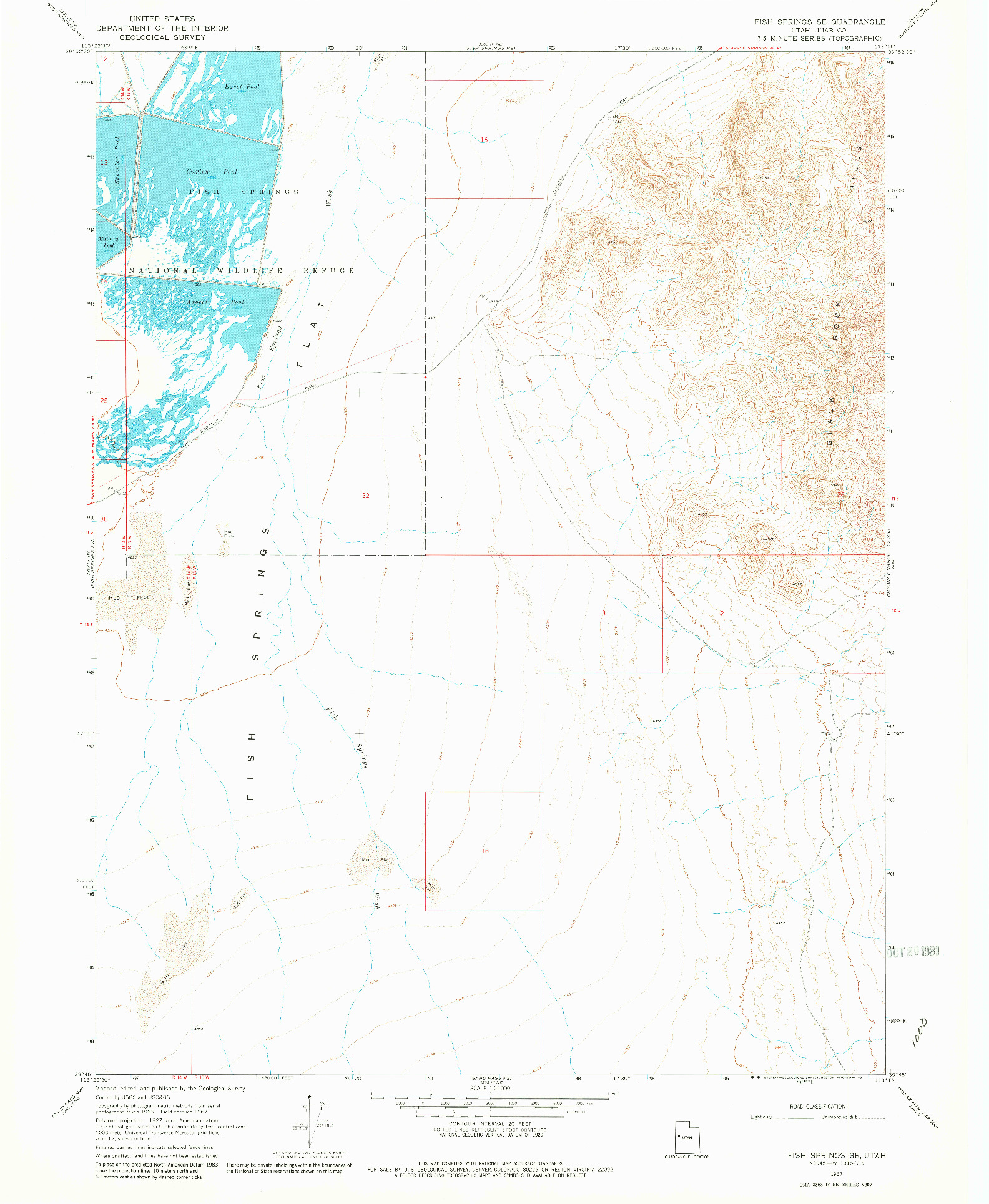 USGS 1:24000-SCALE QUADRANGLE FOR FISH SPRINGS SE, UT 1967