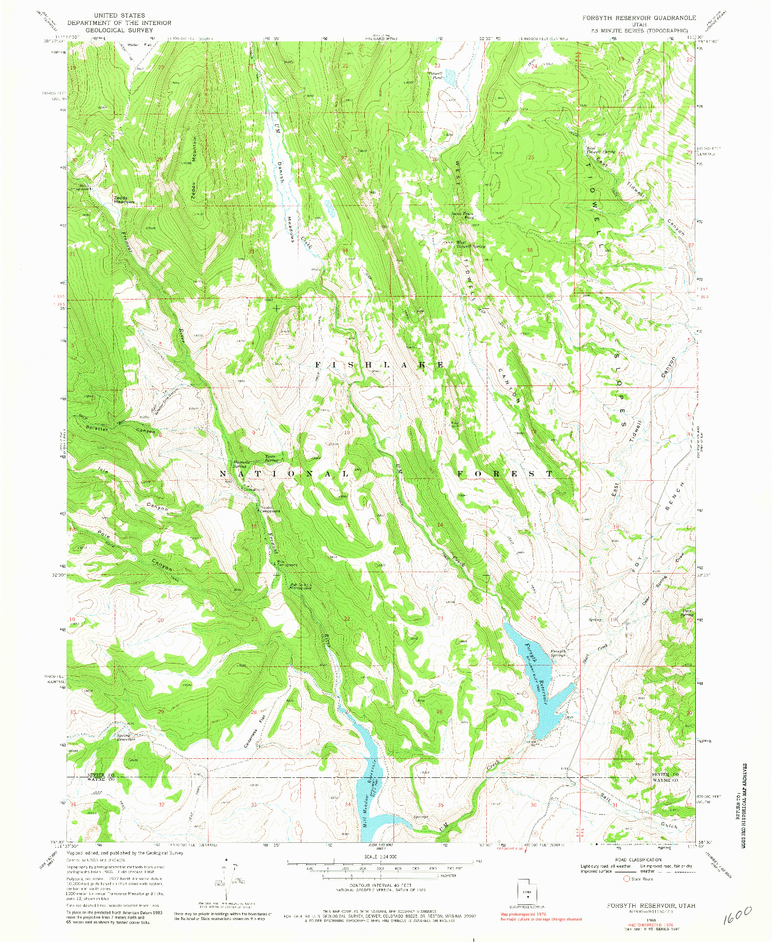 USGS 1:24000-SCALE QUADRANGLE FOR FORSYTH RESERVOIR, UT 1976