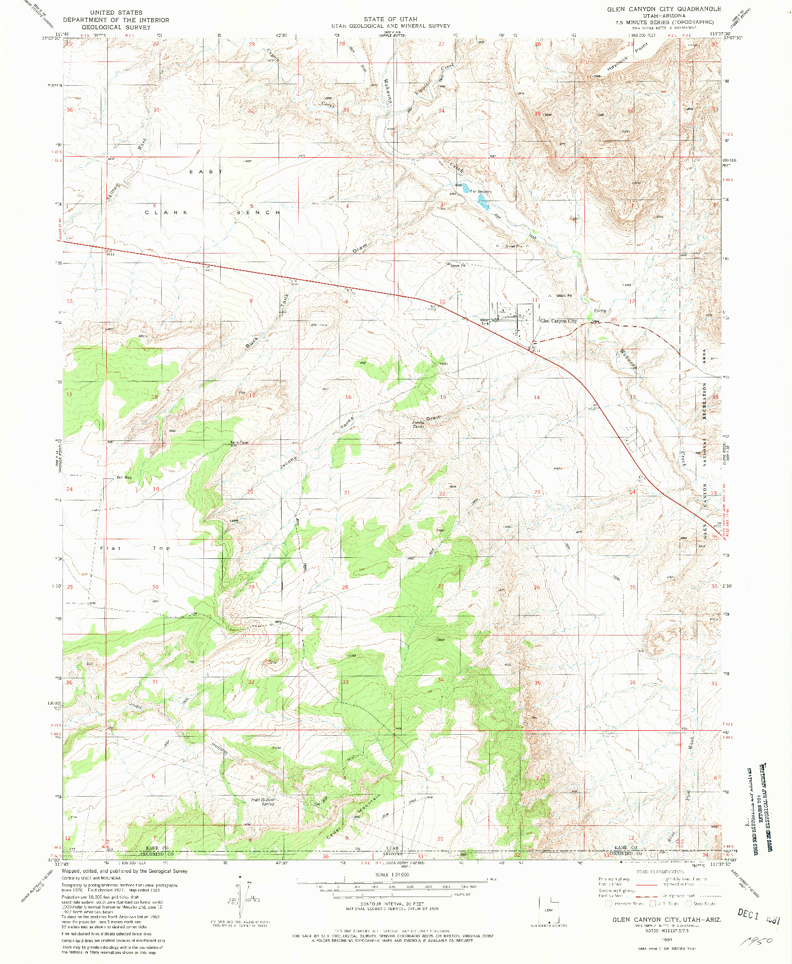 USGS 1:24000-SCALE QUADRANGLE FOR GLEN CANYON CITY, UT 1981