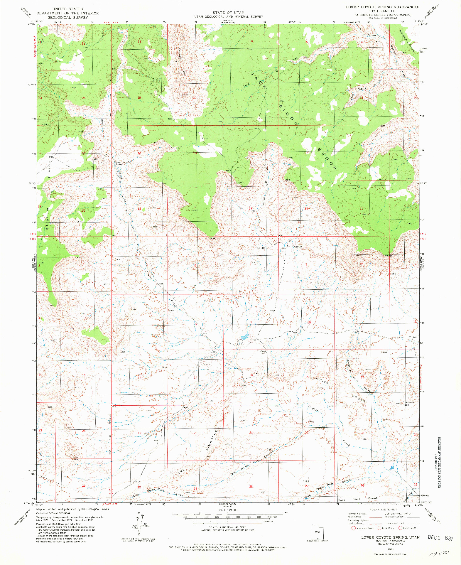 USGS 1:24000-SCALE QUADRANGLE FOR LOWER COYOTE SPRING, UT 1981