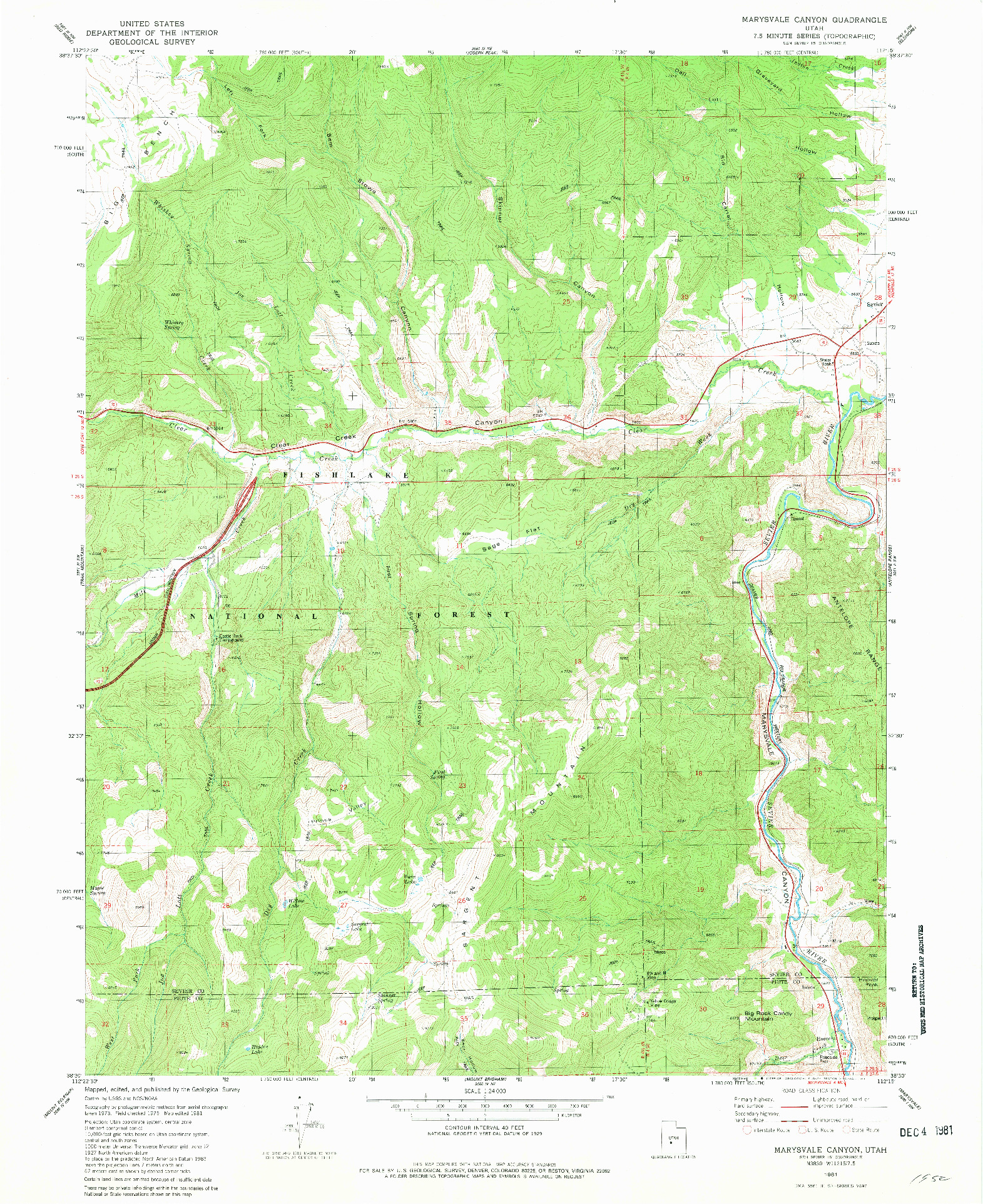 USGS 1:24000-SCALE QUADRANGLE FOR MARYSVALE CANYON, UT 1981