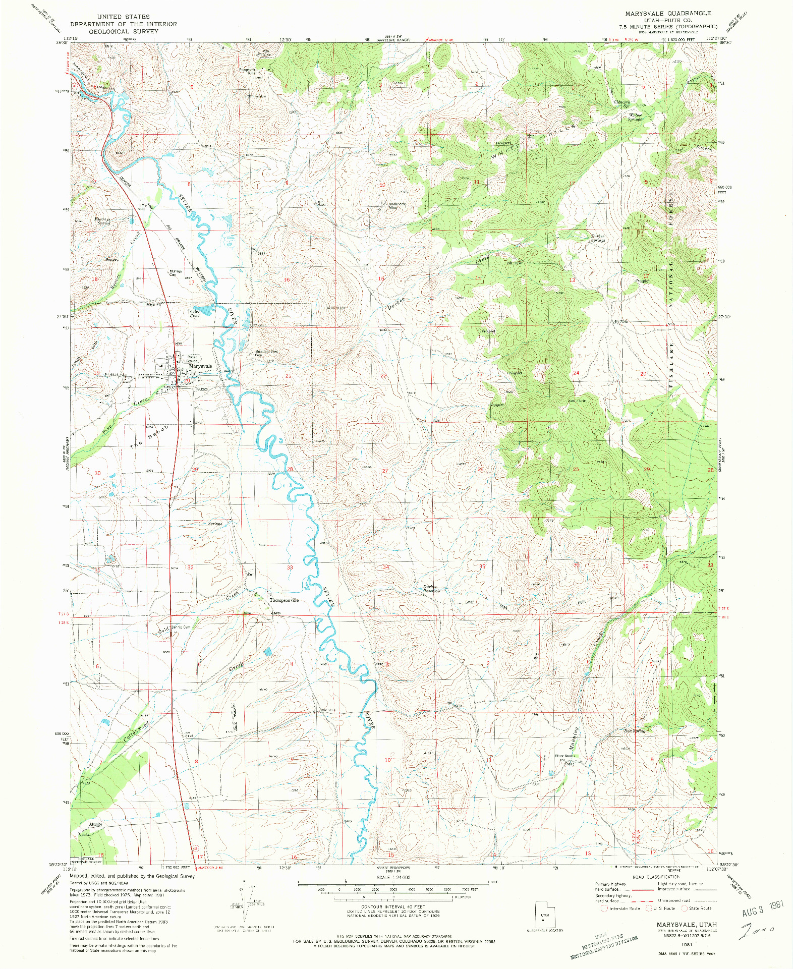 USGS 1:24000-SCALE QUADRANGLE FOR MARYSVALE, UT 1981