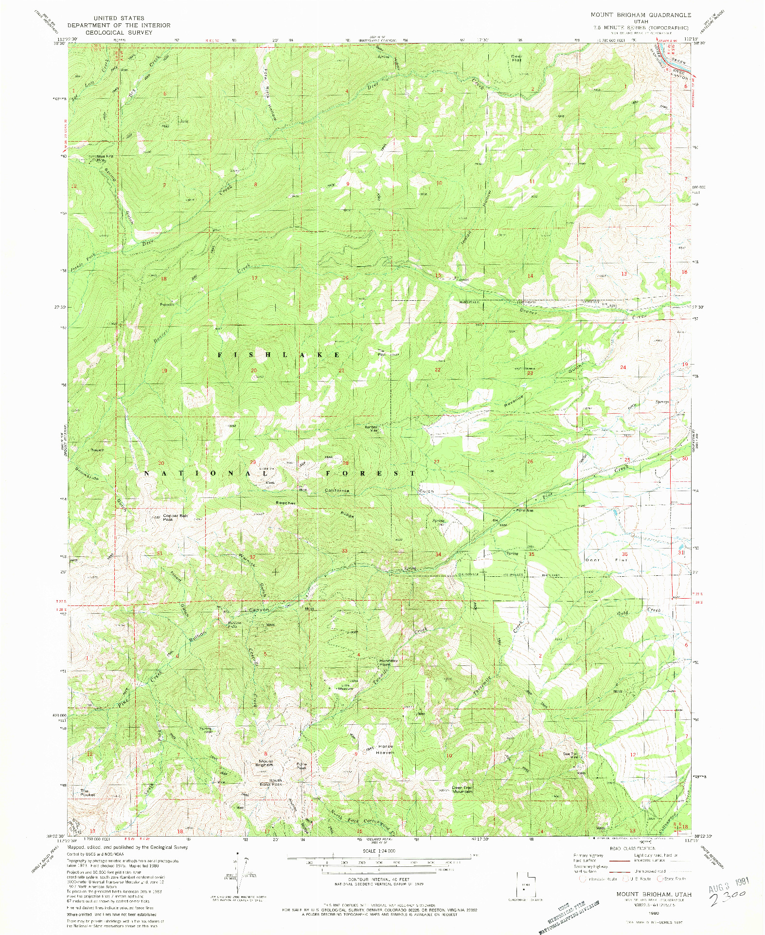 USGS 1:24000-SCALE QUADRANGLE FOR MOUNT BRIGHAM, UT 1980