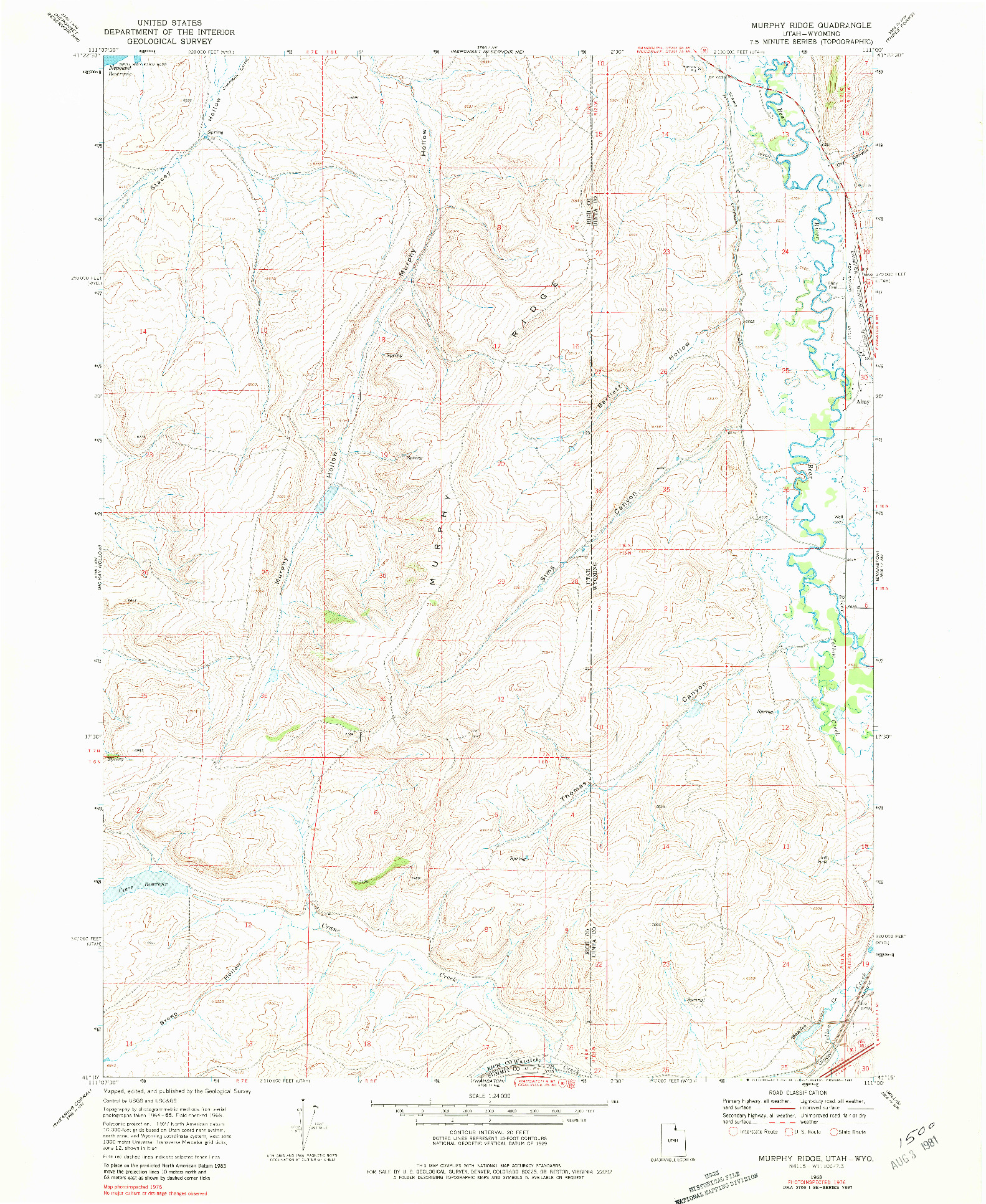 USGS 1:24000-SCALE QUADRANGLE FOR MURPHY RIDGE, UT 1968