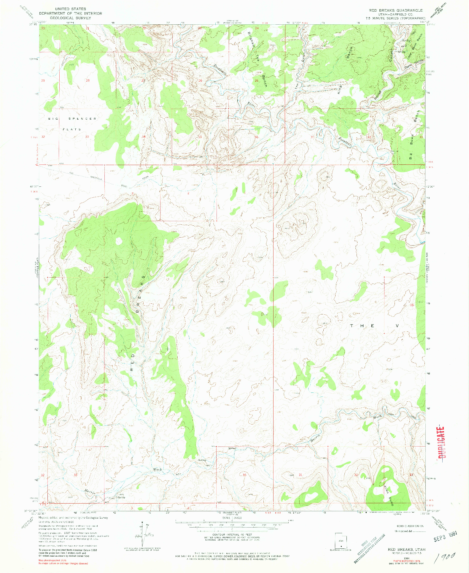 USGS 1:24000-SCALE QUADRANGLE FOR RED BREAKS, UT 1964