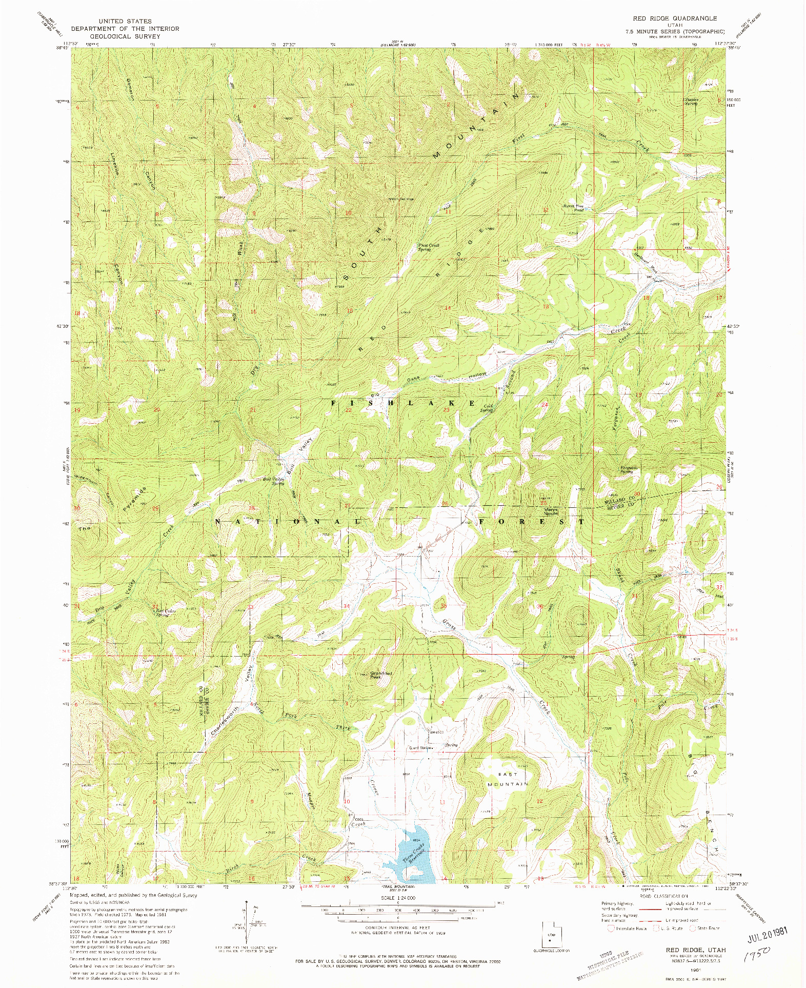USGS 1:24000-SCALE QUADRANGLE FOR RED RIDGE, UT 1981