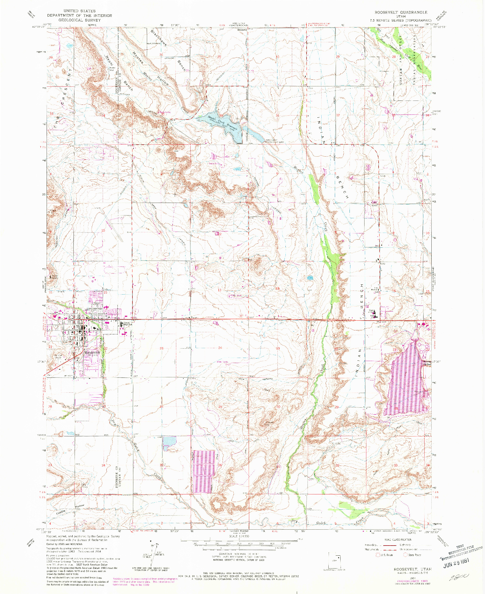 USGS 1:24000-SCALE QUADRANGLE FOR ROOSEVELT, UT 1964