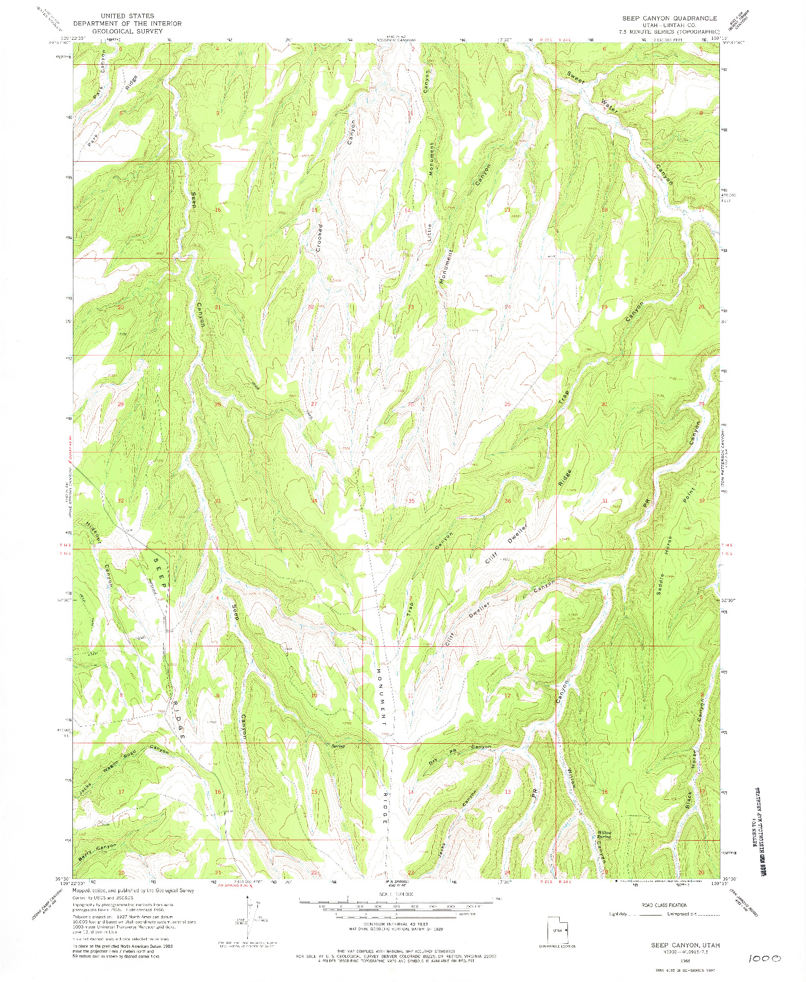 USGS 1:24000-SCALE QUADRANGLE FOR SEEP CANYON, UT 1966