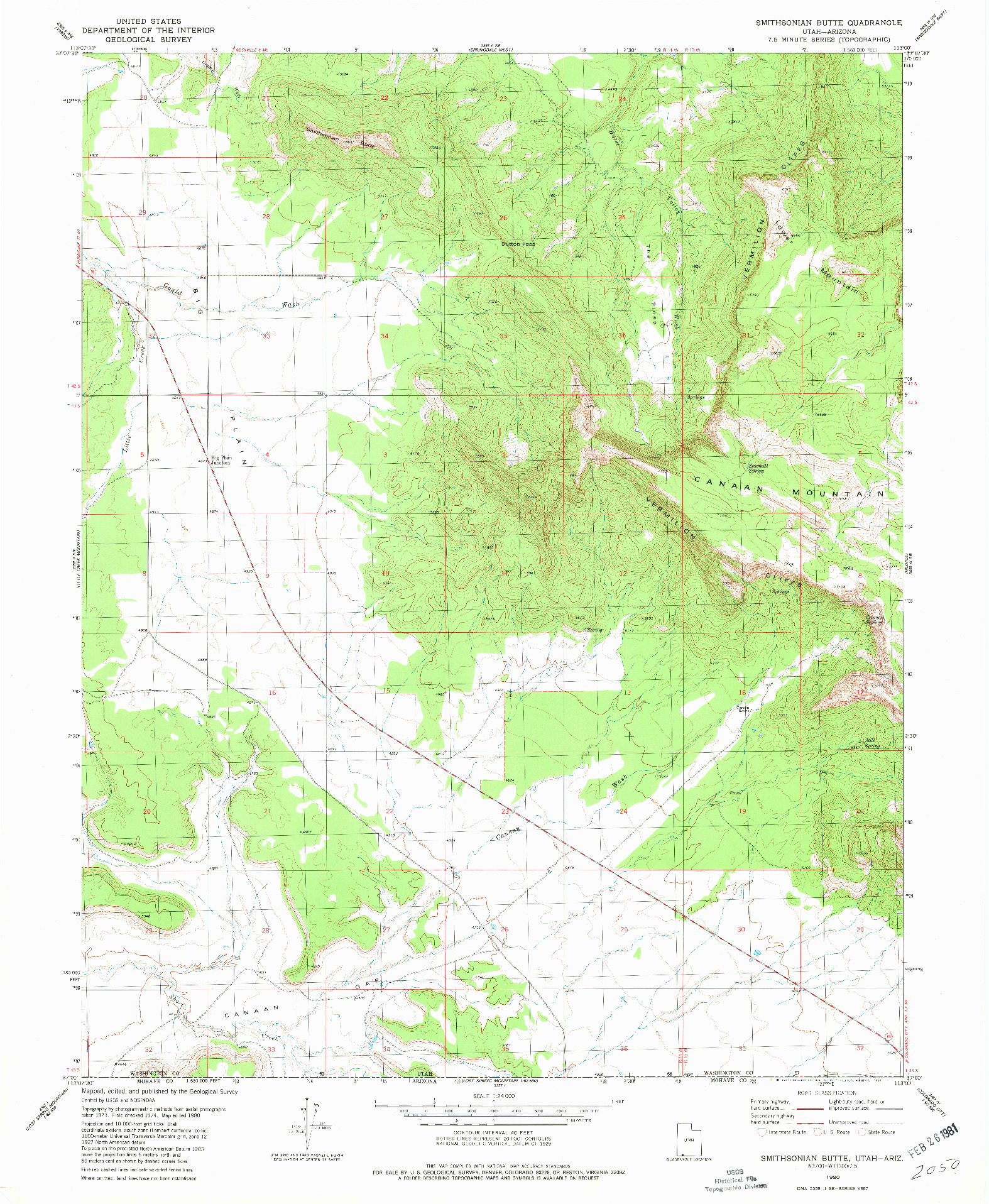 USGS 1:24000-SCALE QUADRANGLE FOR SMITHSONIAN BUTTE, UT 1980