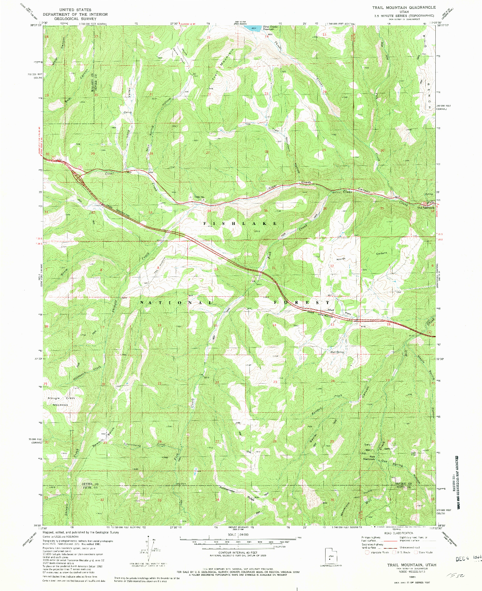 USGS 1:24000-SCALE QUADRANGLE FOR TRAIL MOUNTAIN, UT 1981