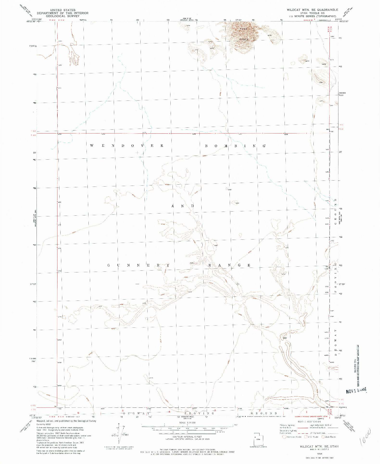 USGS 1:24000-SCALE QUADRANGLE FOR WILDCAT MTN SE, UT 1954