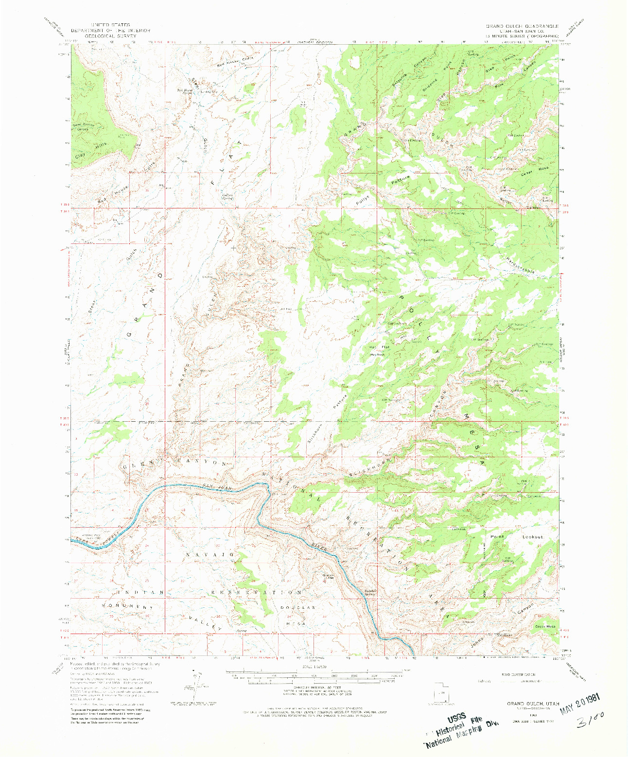 USGS 1:62500-SCALE QUADRANGLE FOR GRAND GULCH, UT 1963