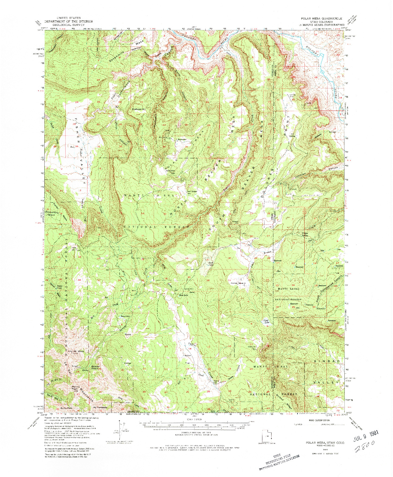 USGS 1:62500-SCALE QUADRANGLE FOR POLAR MESA, UT 1954