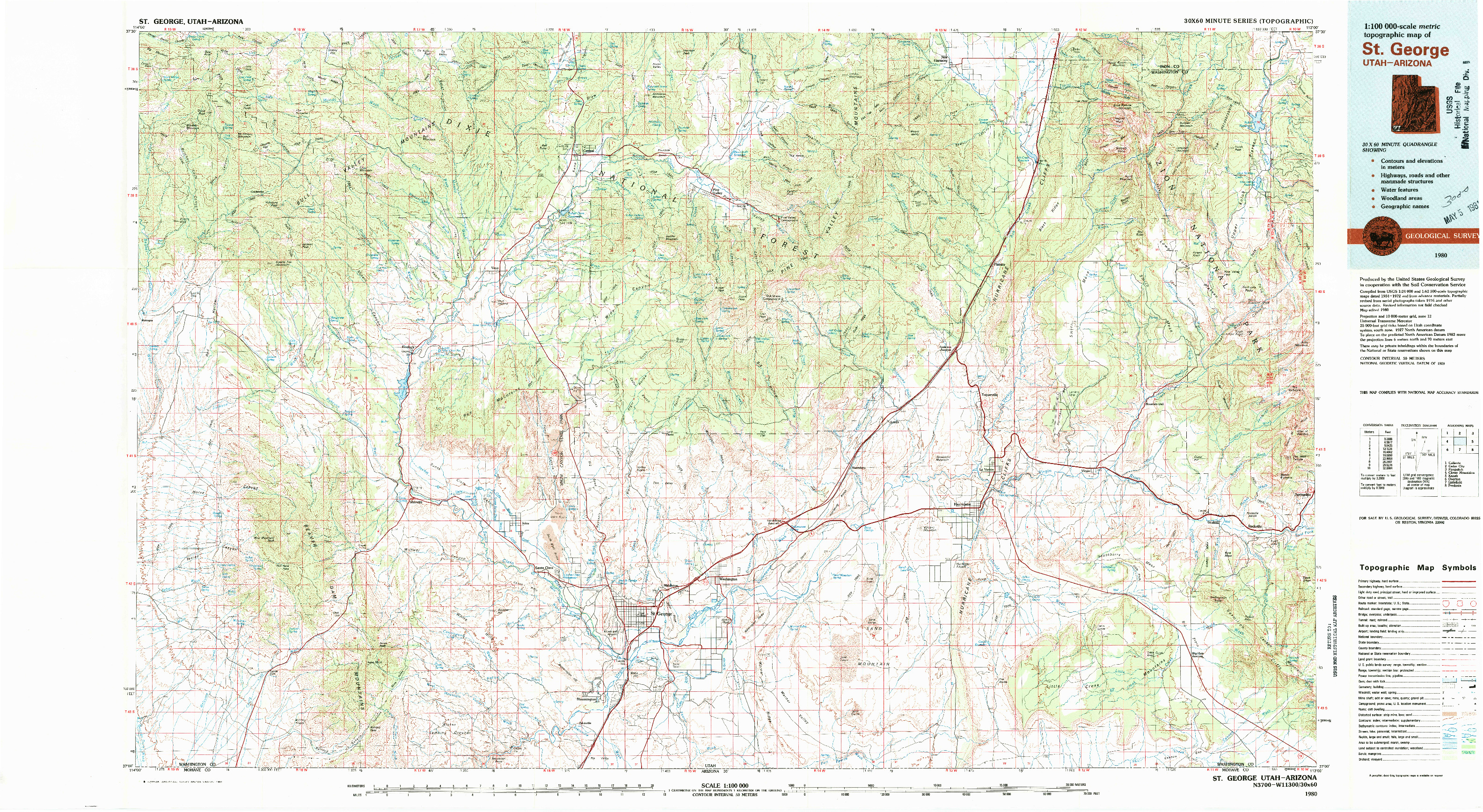 USGS 1:100000-SCALE QUADRANGLE FOR ST. GEORGE, UT 1980