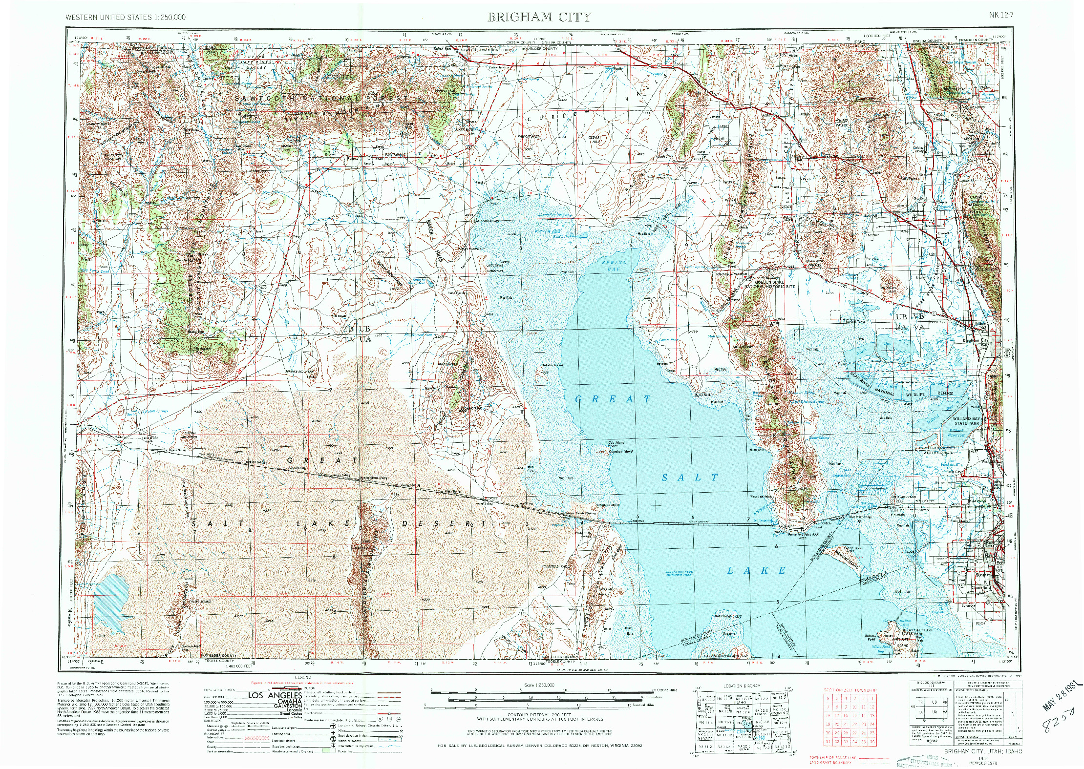 USGS 1:250000-SCALE QUADRANGLE FOR BRIGHAM CITY, UT 1954