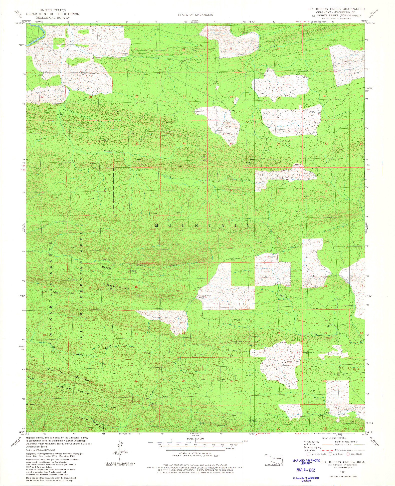 USGS 1:24000-SCALE QUADRANGLE FOR BIG HUDSON CREEK, OK 1981