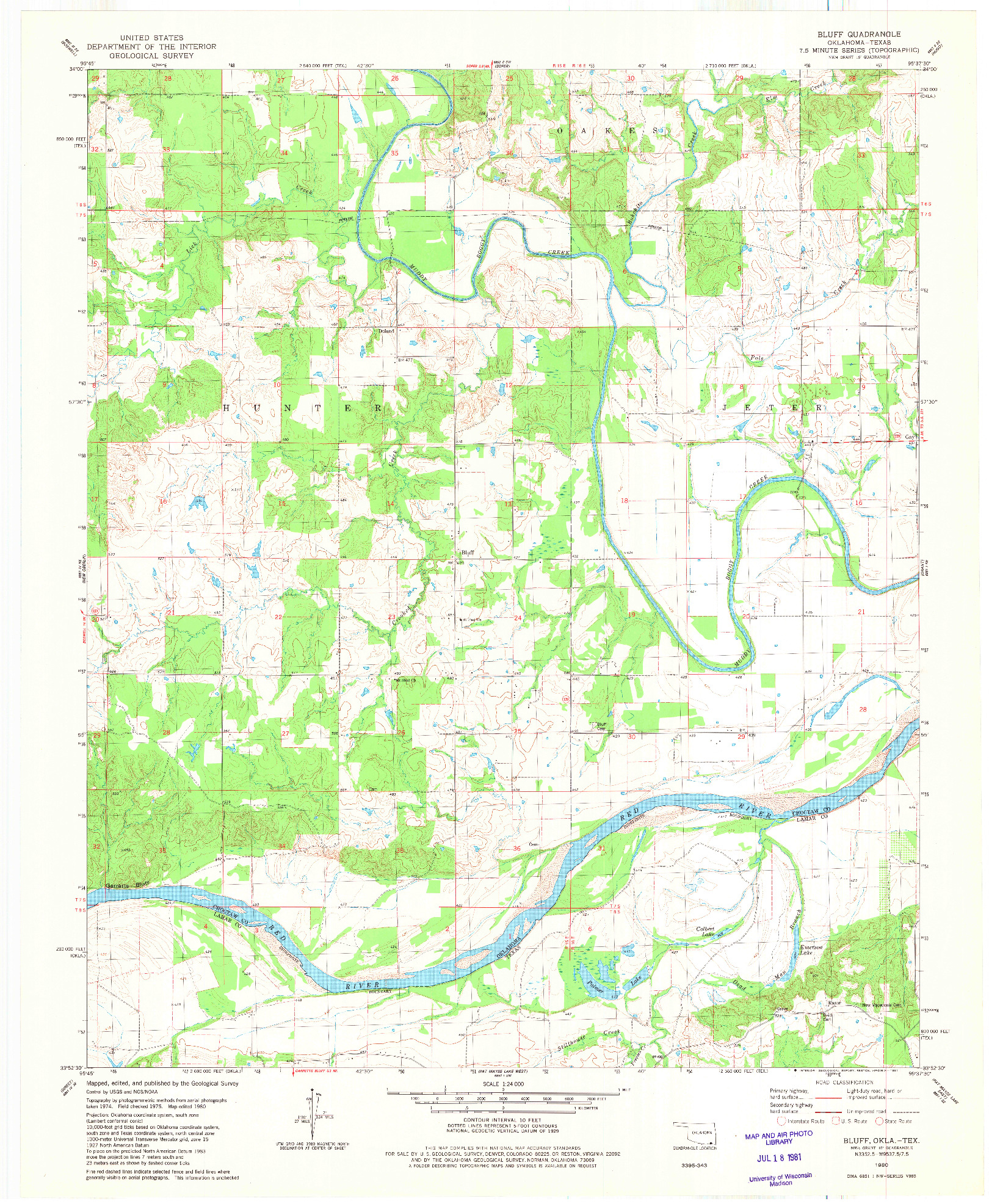 USGS 1:24000-SCALE QUADRANGLE FOR BLUFF, OK 1980