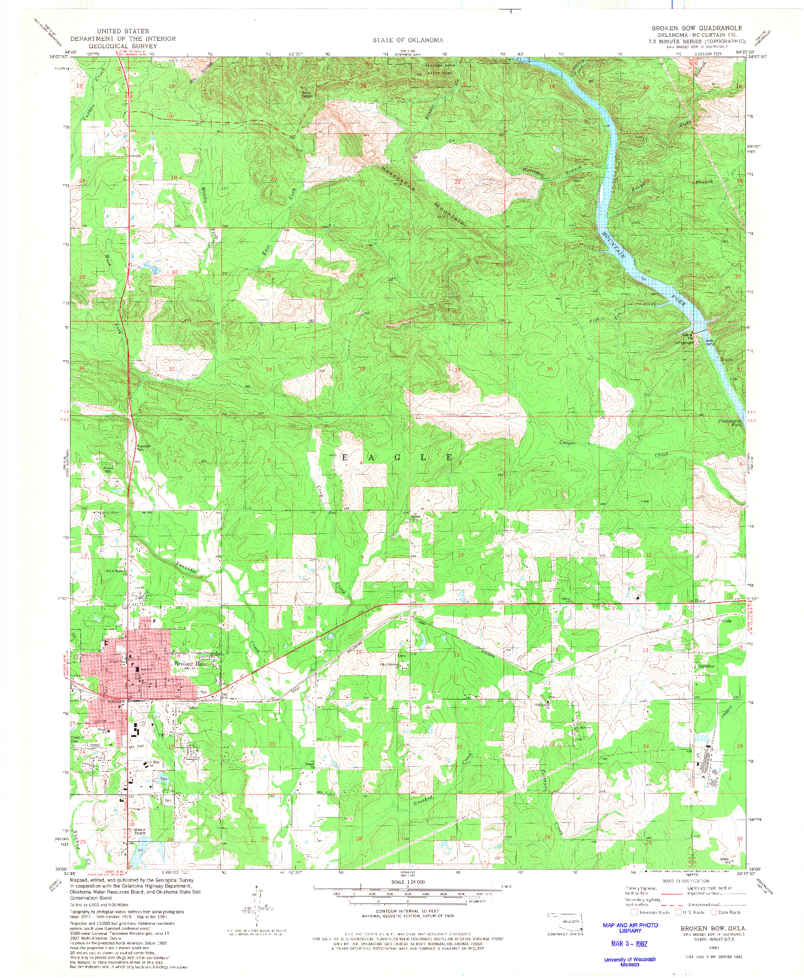 USGS 1:24000-SCALE QUADRANGLE FOR BROKEN BOW, OK 1981