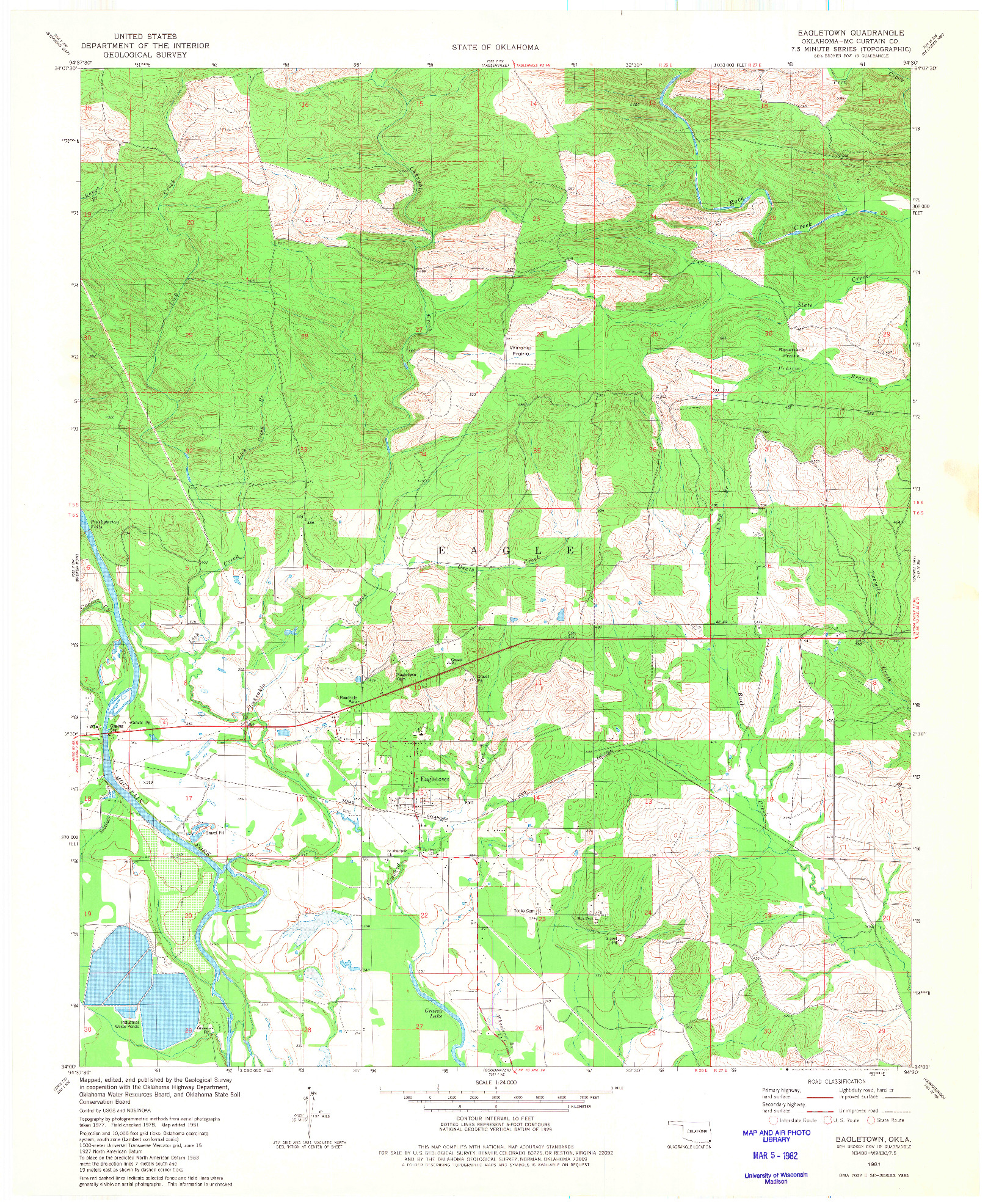 USGS 1:24000-SCALE QUADRANGLE FOR EAGLETOWN, OK 1981