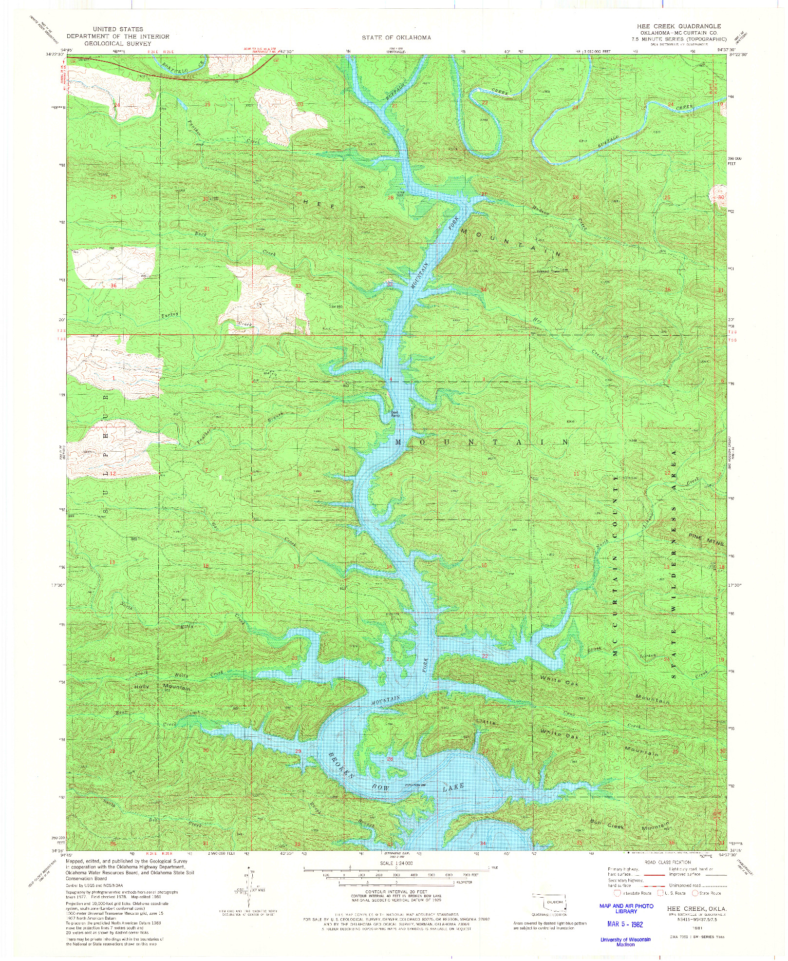 USGS 1:24000-SCALE QUADRANGLE FOR HEE CREEK, OK 1981