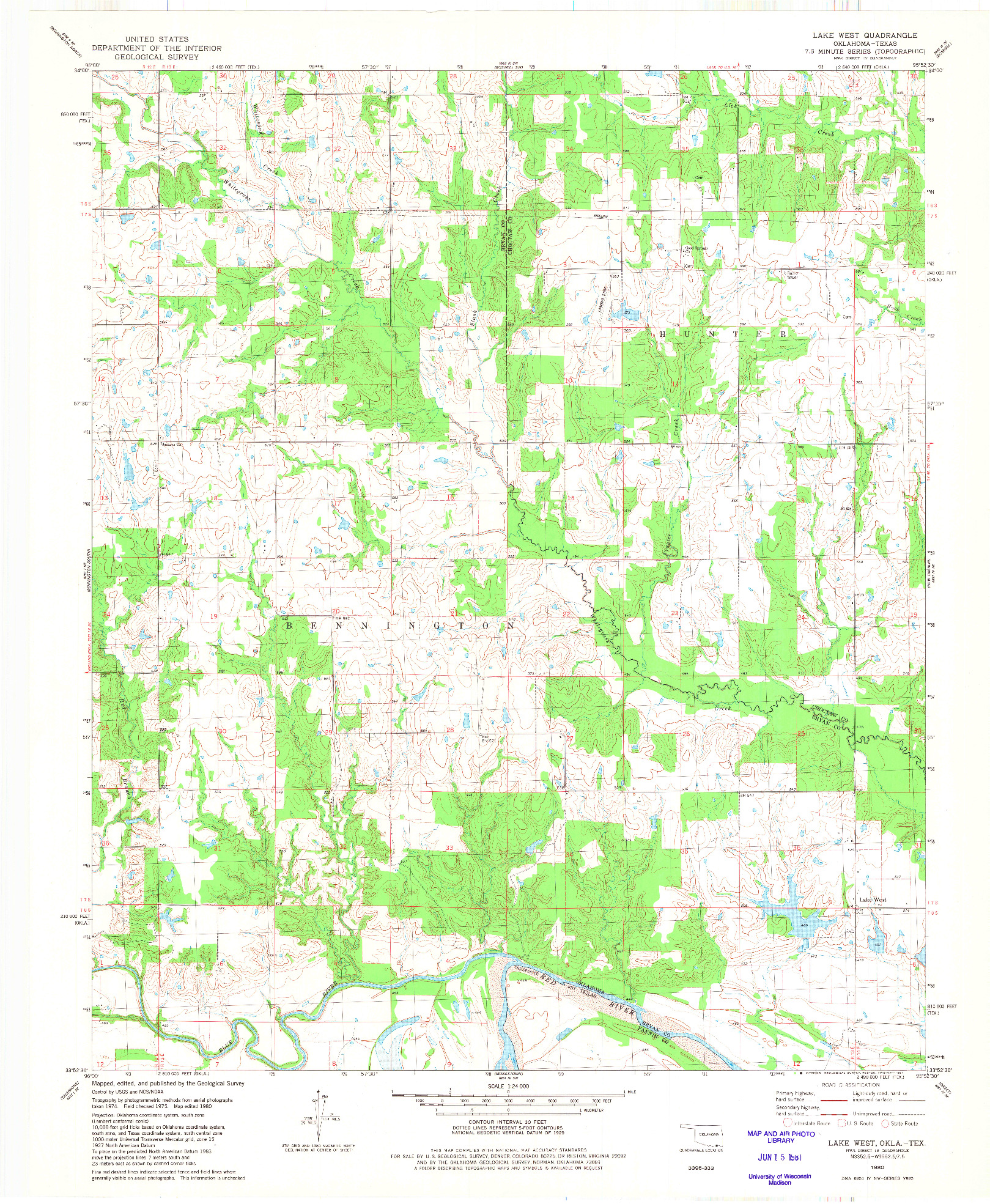 USGS 1:24000-SCALE QUADRANGLE FOR LAKE WEST, OK 1980