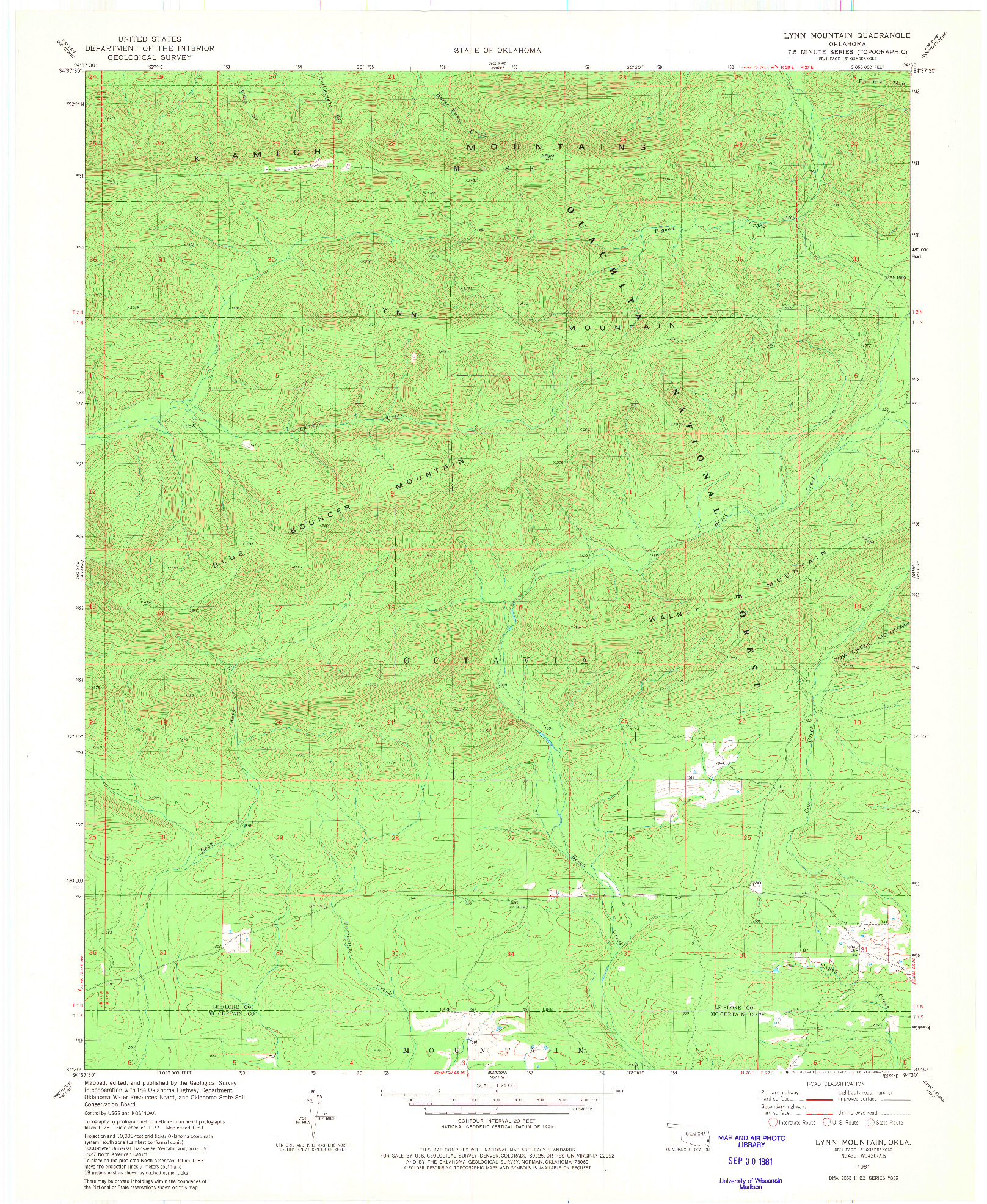 USGS 1:24000-SCALE QUADRANGLE FOR LYNN MOUNTAIN, OK 1981