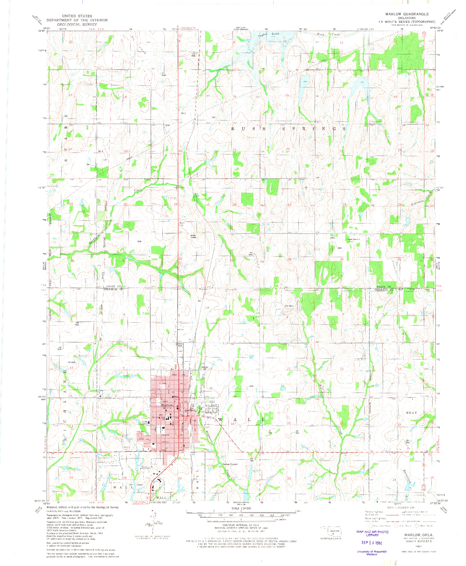 USGS 1:24000-SCALE QUADRANGLE FOR MARLOW, OK 1981