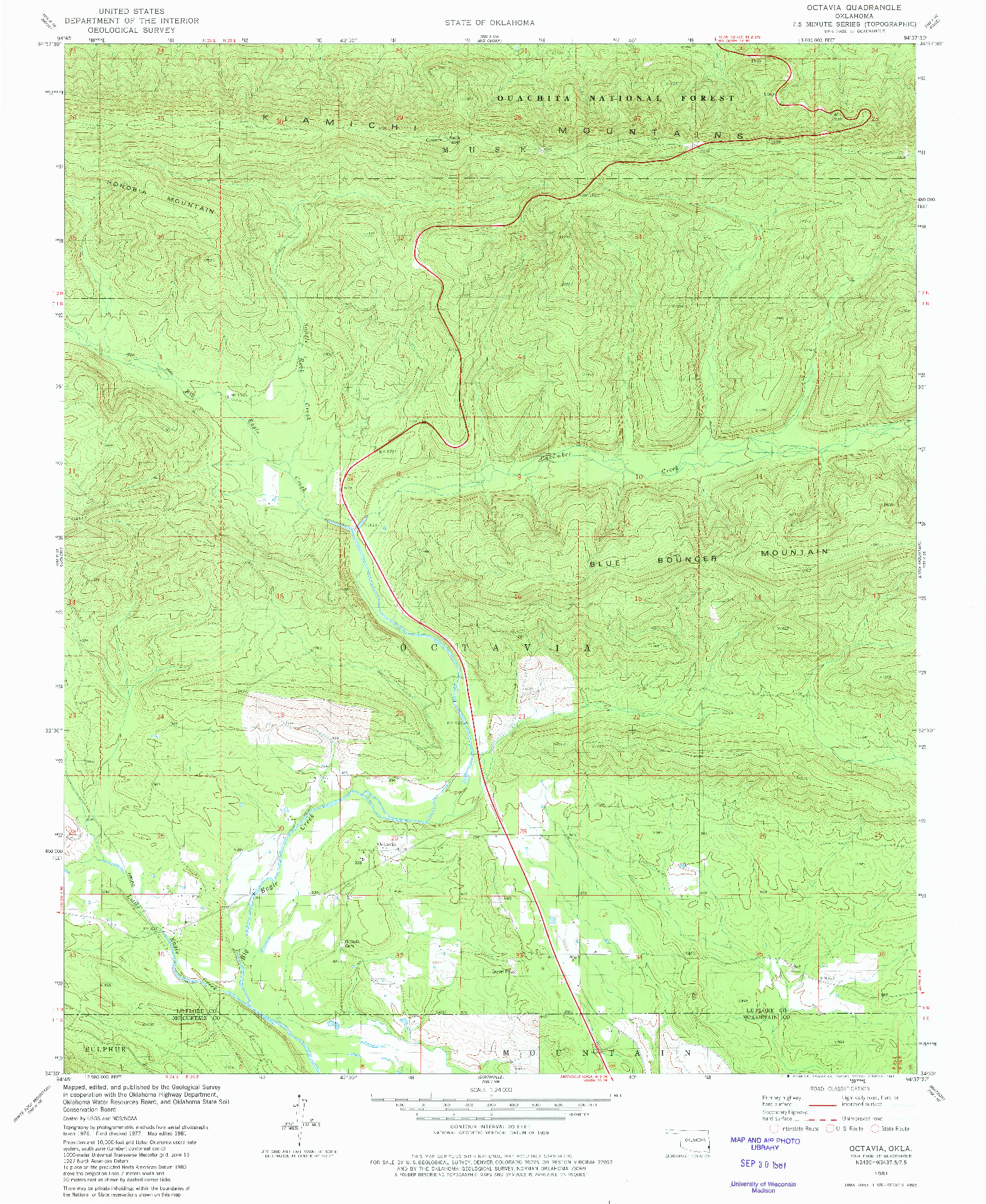 USGS 1:24000-SCALE QUADRANGLE FOR OCTAVIA, OK 1981