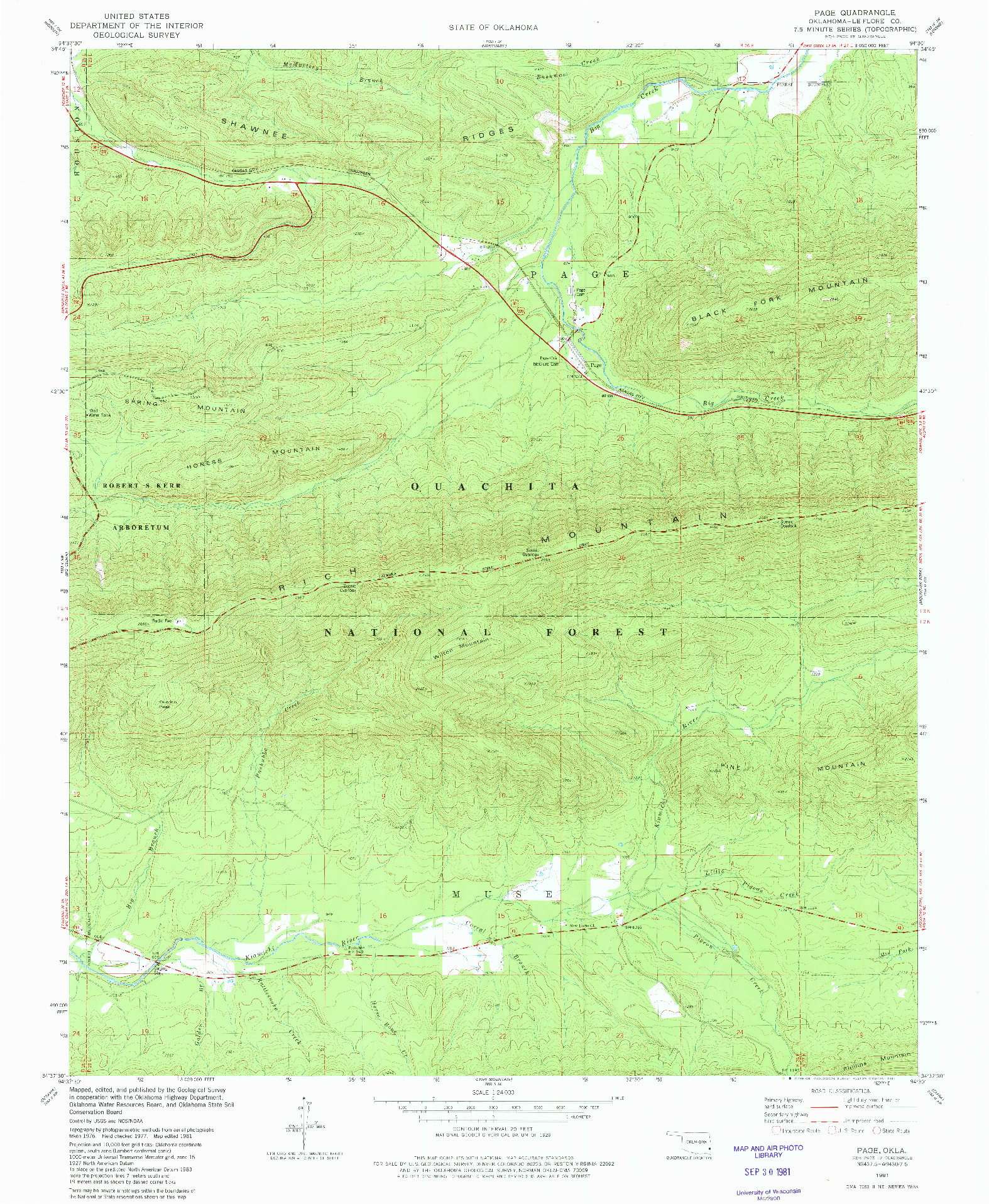 USGS 1:24000-SCALE QUADRANGLE FOR PAGE, OK 1981