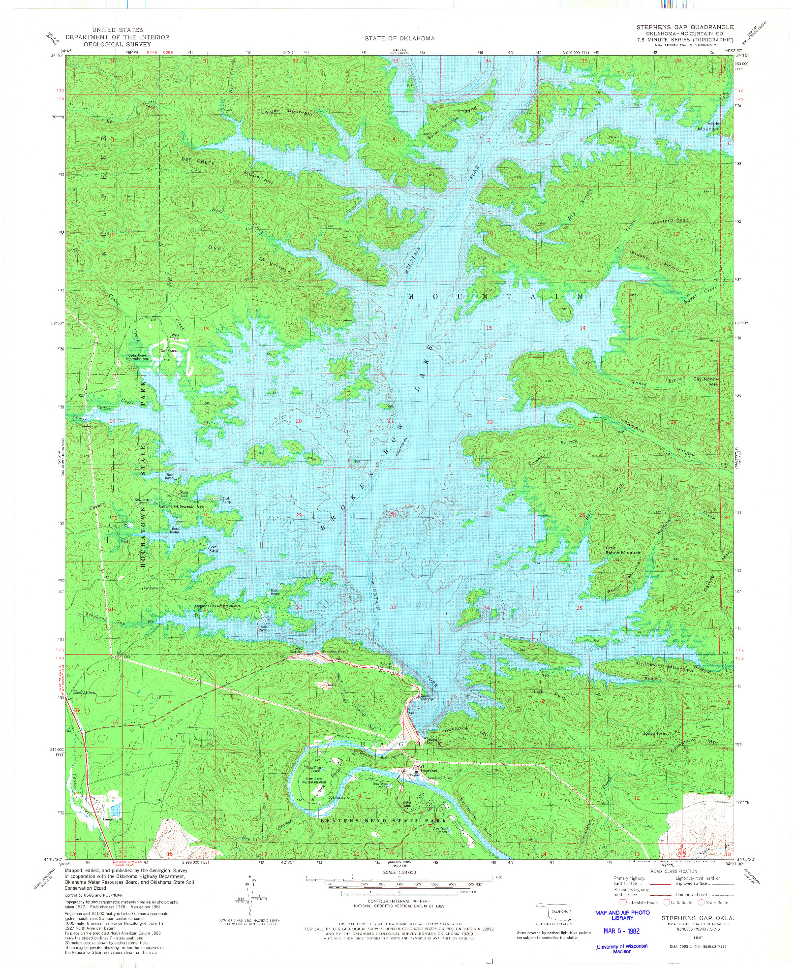 USGS 1:24000-SCALE QUADRANGLE FOR STEPHENS GAP, OK 1981