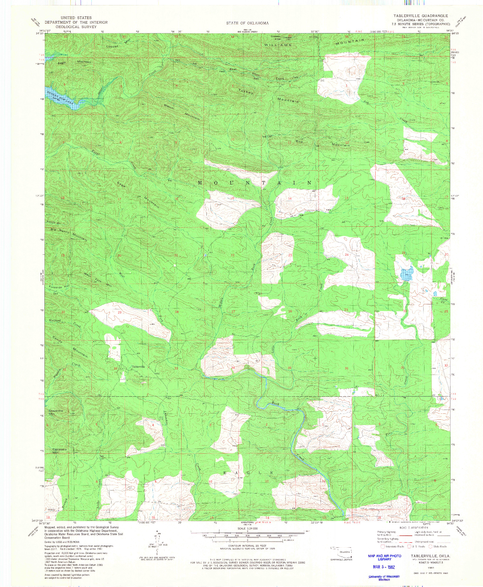 USGS 1:24000-SCALE QUADRANGLE FOR TABLERVILLE, OK 1981