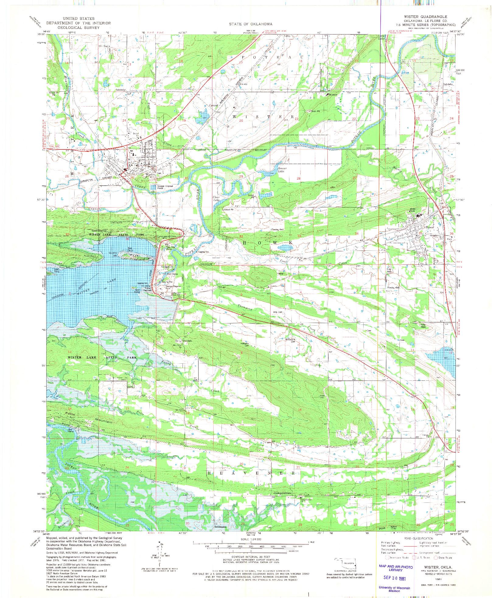 USGS 1:24000-SCALE QUADRANGLE FOR WISTER, OK 1981